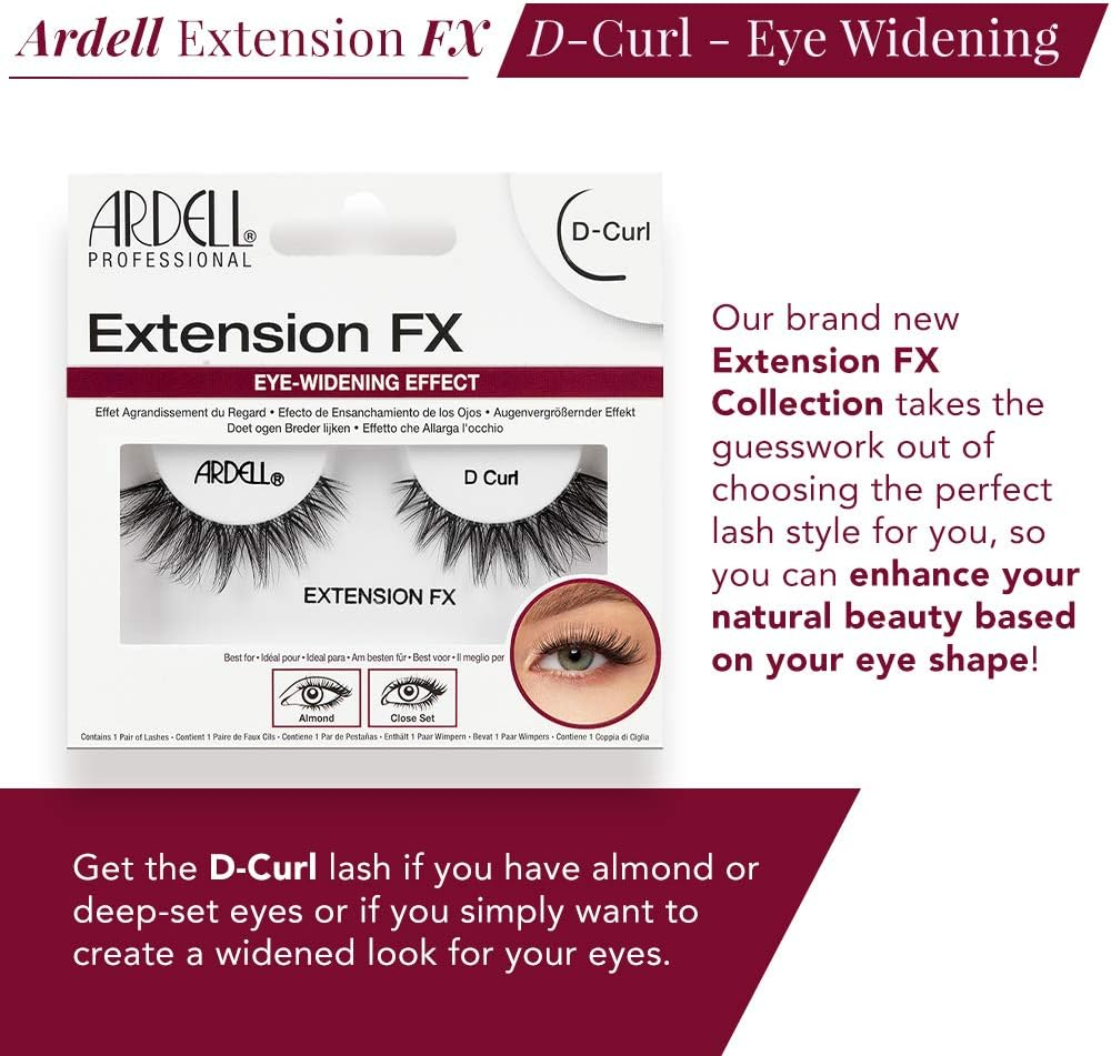 Ardell Extension FX D Curl False Eye Lashes for Eye Widening Effect, 4 Pack image number 3