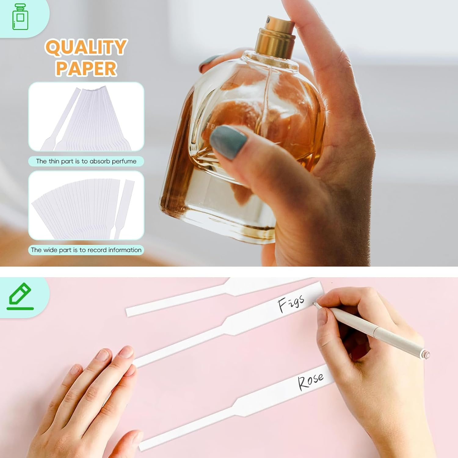 Perfume Test Strips, Fragrance Smelling Strips - Premium White Perfume Paper Strips & Perfume Blotter Cards, Disposable Aromatherapy Scent Tester Strips for Essential Oils (200) image number 3
