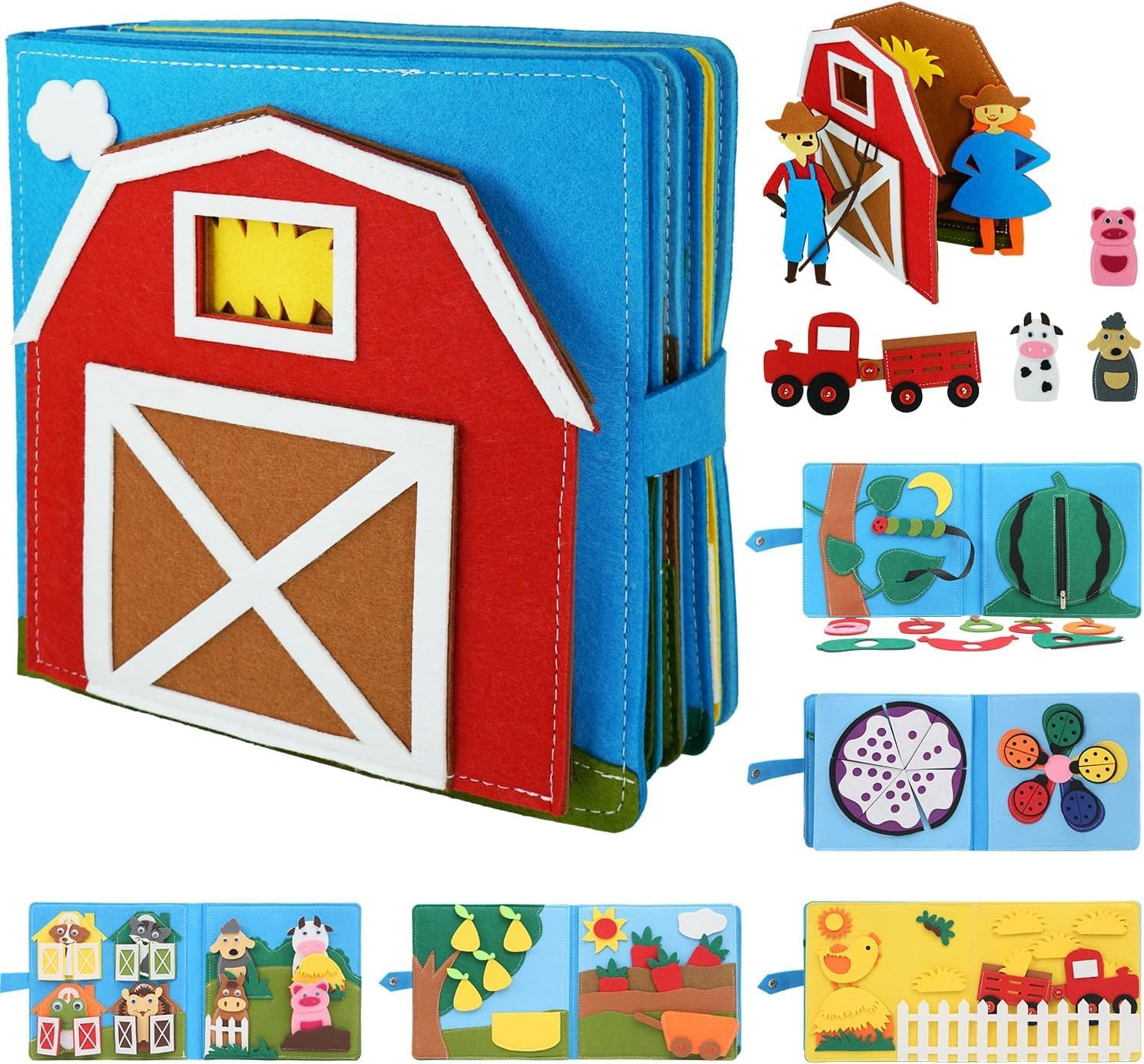 Montessori Busy Book for Toddlers Kids DIY Felt Quiet Book 3D Activities Cloth Story Book Preschool Learning Education Toys for Baby Boys Girls 3 4 5 6 Years Old Farm Theme Autism Sensory Gifts image number 4