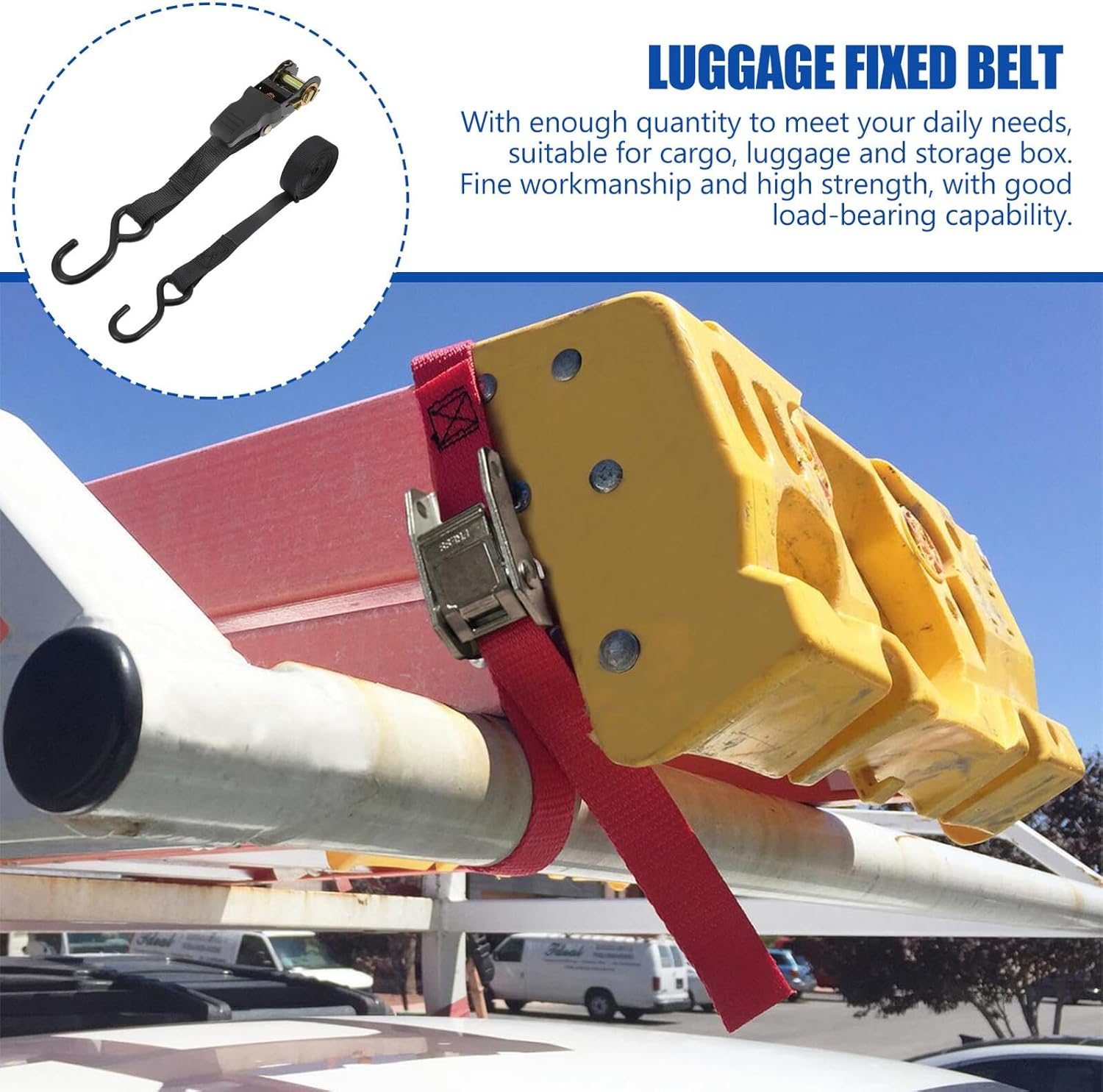 HOODANCOS Cargo Binding Straps and Truck Tie down Ratchet Set 25Mm 2Pcs Black for Car and Motorcycle Luggage Securing, Heavy Duty Travel Gear Cargo Fixing Belts image number 1