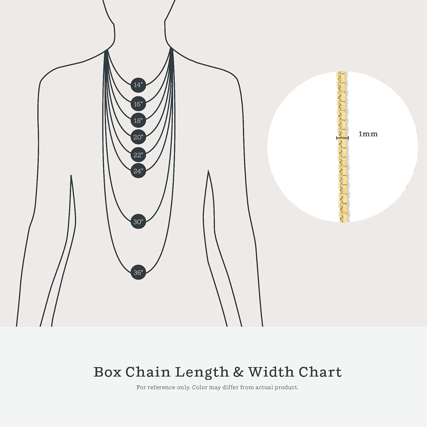 KEZEF Sterling Silver Box Chain Necklace for Men & Women, Silver, 18K Gold Plate & Rose Gold Plate 1Mm Venetian Chain, Made in Italy, Hypoallergenic, Tarnish Resistant image number 3