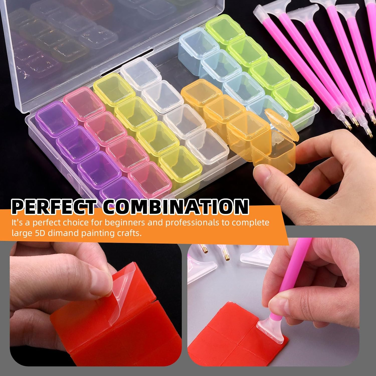 Tanstic 23Pcs DIY Diamond Painting Tool Kit, 5D Diamond Painting Tool, Diamond Art Tools and Accessories with Diamond Painting Roller and Diamond Embroidery Box for Adults or Kids Diamond Art Crafts