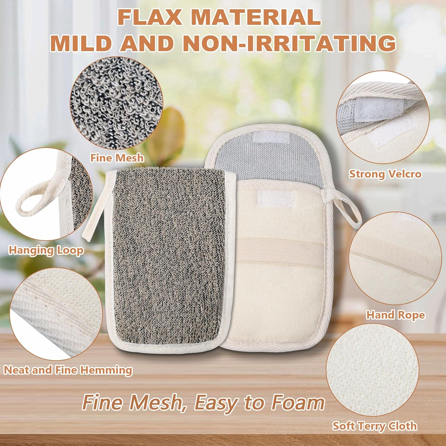 OWIIZI Bar Soap Scrubber Pouch Exfoliating Body Sponge, Bath Scrub Soap Bags for Soap Bars, Soap Saver Exfoliator Shower Pad Lather Sock for Men Women Elderly (2 Pcs) image number 6