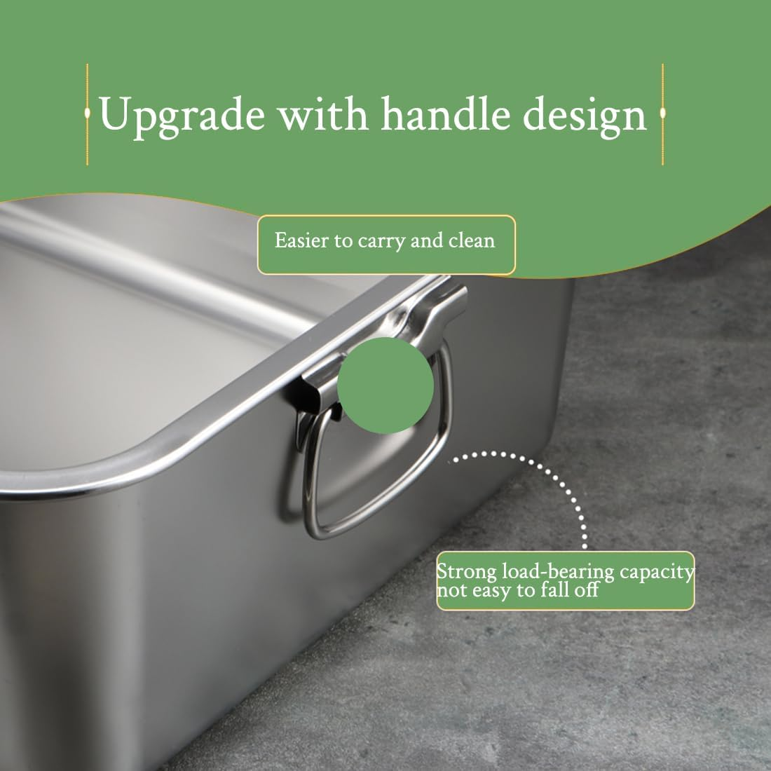 1 Pack Stainless Steel Cat Litter Box with 1 Cat Litter Scoop,Extra Large Litter Box for Pet,With Carry Handle,Easy Clean,Non-Stick Smooth Surface (45(L)*35(W)*10(H) CM 1Pack) image number 2