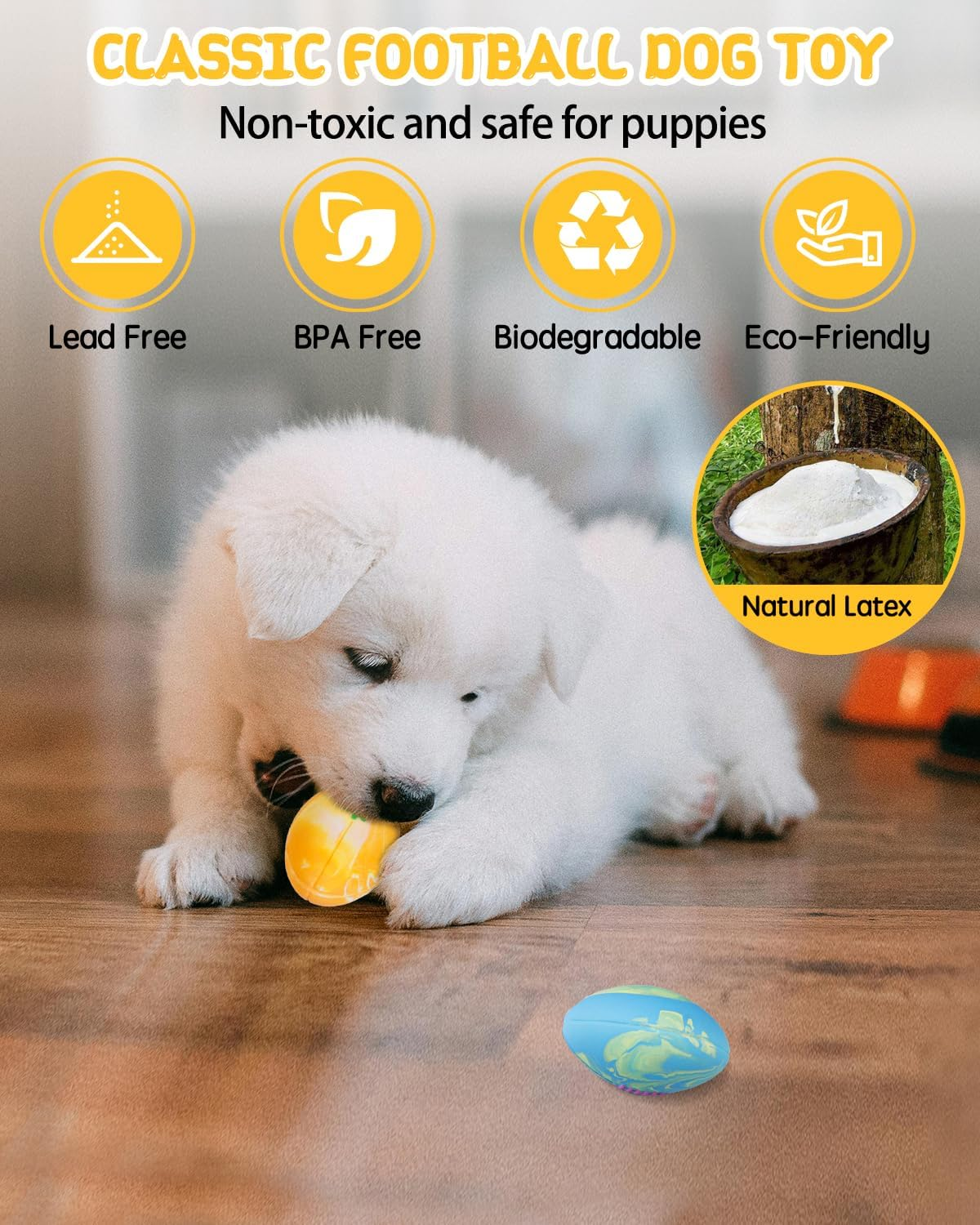 Dog Squeaky Toy Balls, Interactive Squeak Puppy Balls for Fetch Play, Latex Rubber Pet Toy for Puppies Mini Breed Small Dogs image number 4