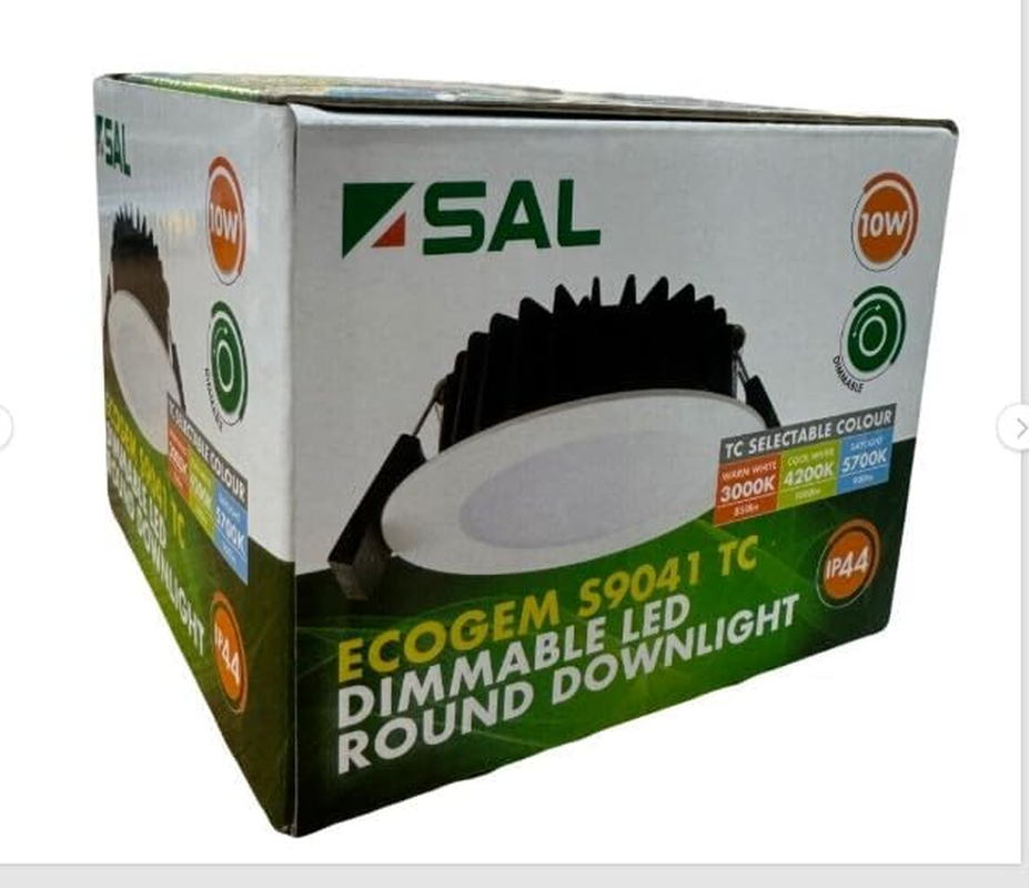 10 Pack SAL Downlight - S9041TCWH ECOGEM S9041TC - 10W Dimmable 10 Watt LED Downlight, with Selectable CCT, IP44 image number 3