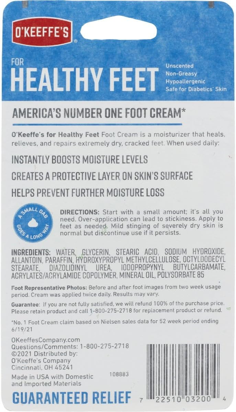 O'Keeffe'S Healthy Feet Foot Cream, 3.2 Ounce Jar, (Pack of 4) image number 4