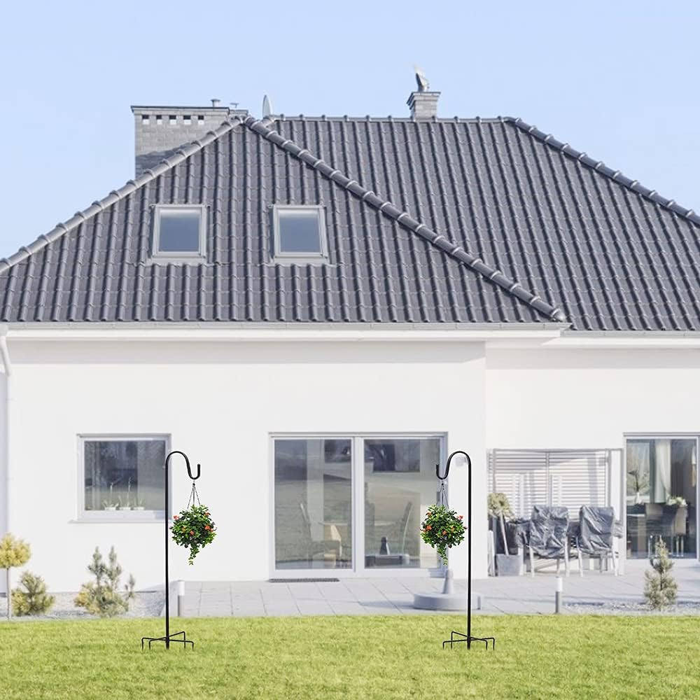 Shepherd Hook Bird Feeder Pole with 5 Prongs Base Adjustable Garden Hanging Stake for Wedding Decor, Hanging Solar Lights, Plant Hanger, Lantern, Basket Hanger, Wind Chime, Metal Hanger Hook (66 Inch) image number 5