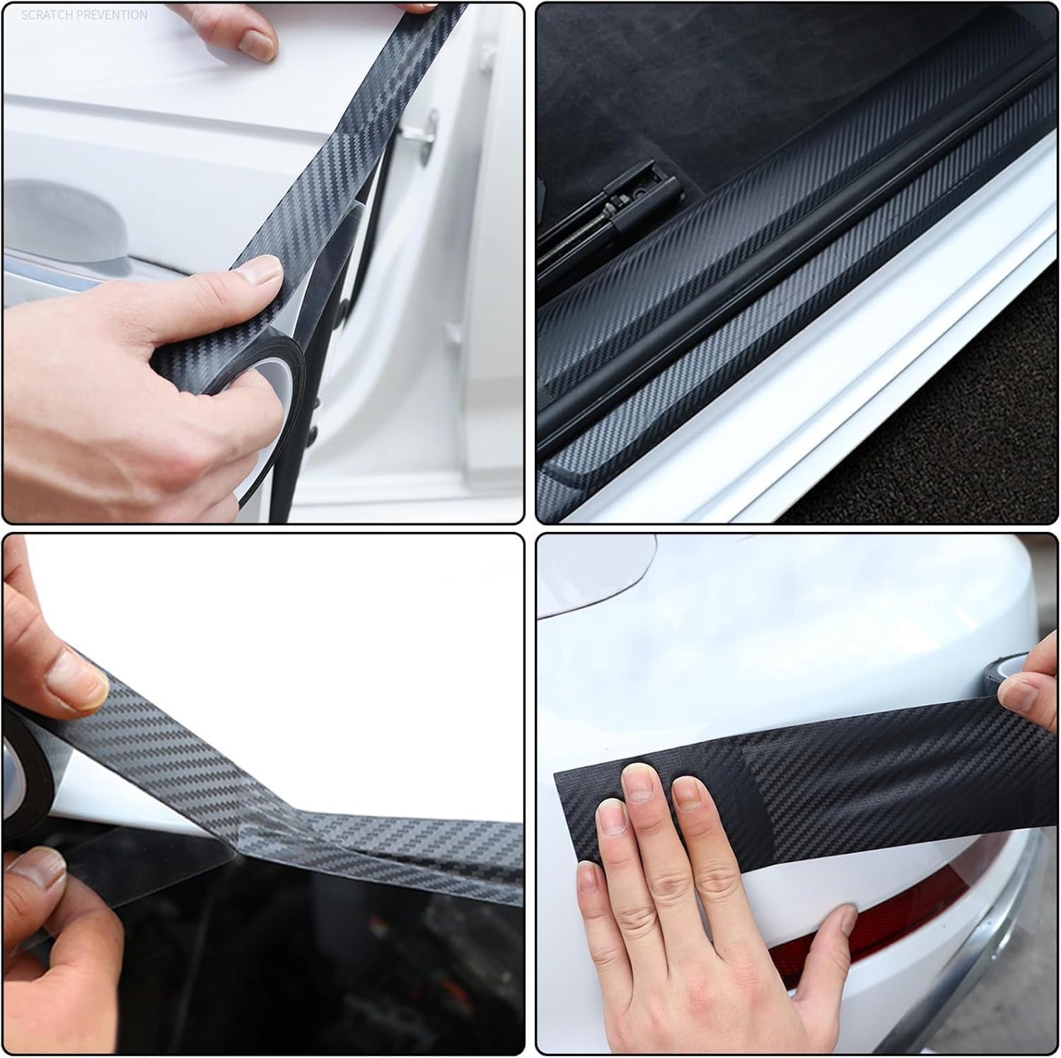 Str-Car Door Entry Guards Scratch Cover Protector Paint Threshold Guard,Front Rear Door Entry Sill Guard Scuff Plate Rear Bumper Protector Guard for Most Cars,2In9.8Ft(5Cm3M) Black