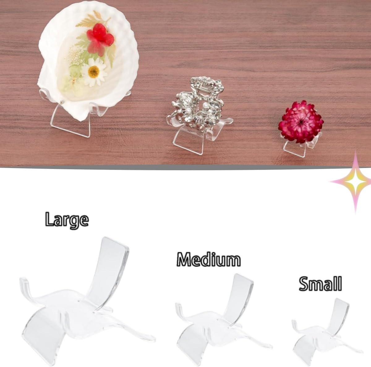 15PCS Rock Display Stands, Acrylic Crystal Rock Stand, Clear Display Stand Stand, Crystal Base, Mineral Agate Fossil Coral Gem Small Collection Clear Rock Display Stand (3 Sizes) image number 4