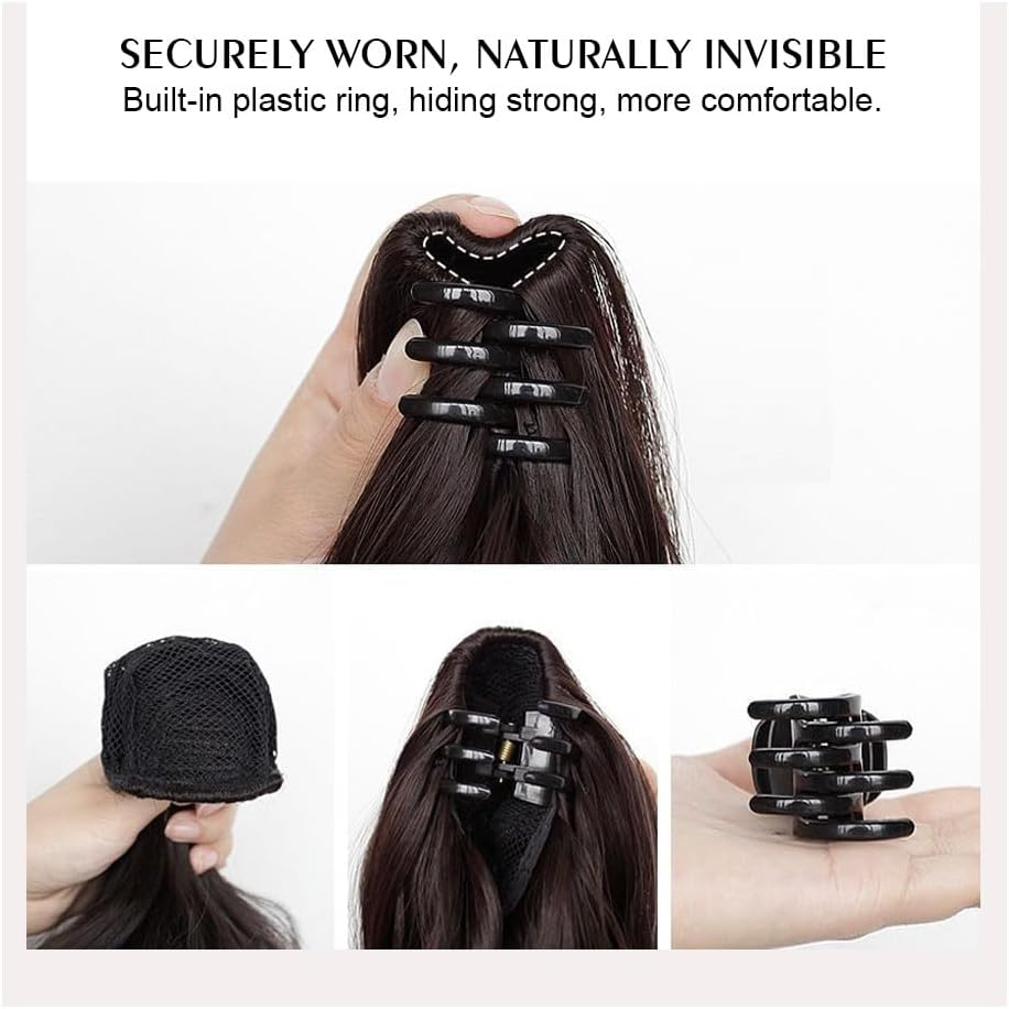 Synthetic Hair Extensions Wigs Women Toupee Short Wavy Curly Claw Ponytail Women Hair Hair Extensions Hair Wigs Clip In（Dark Brown） image number 1