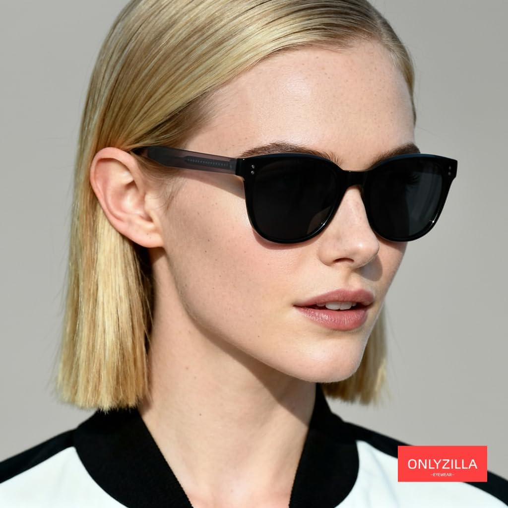 ONLYZILLA Polarized Oval Sunglasses for Men Women Black Tortoiseshell Frame Retro Driving Glasses UV Protection - Green  Oval image number 2