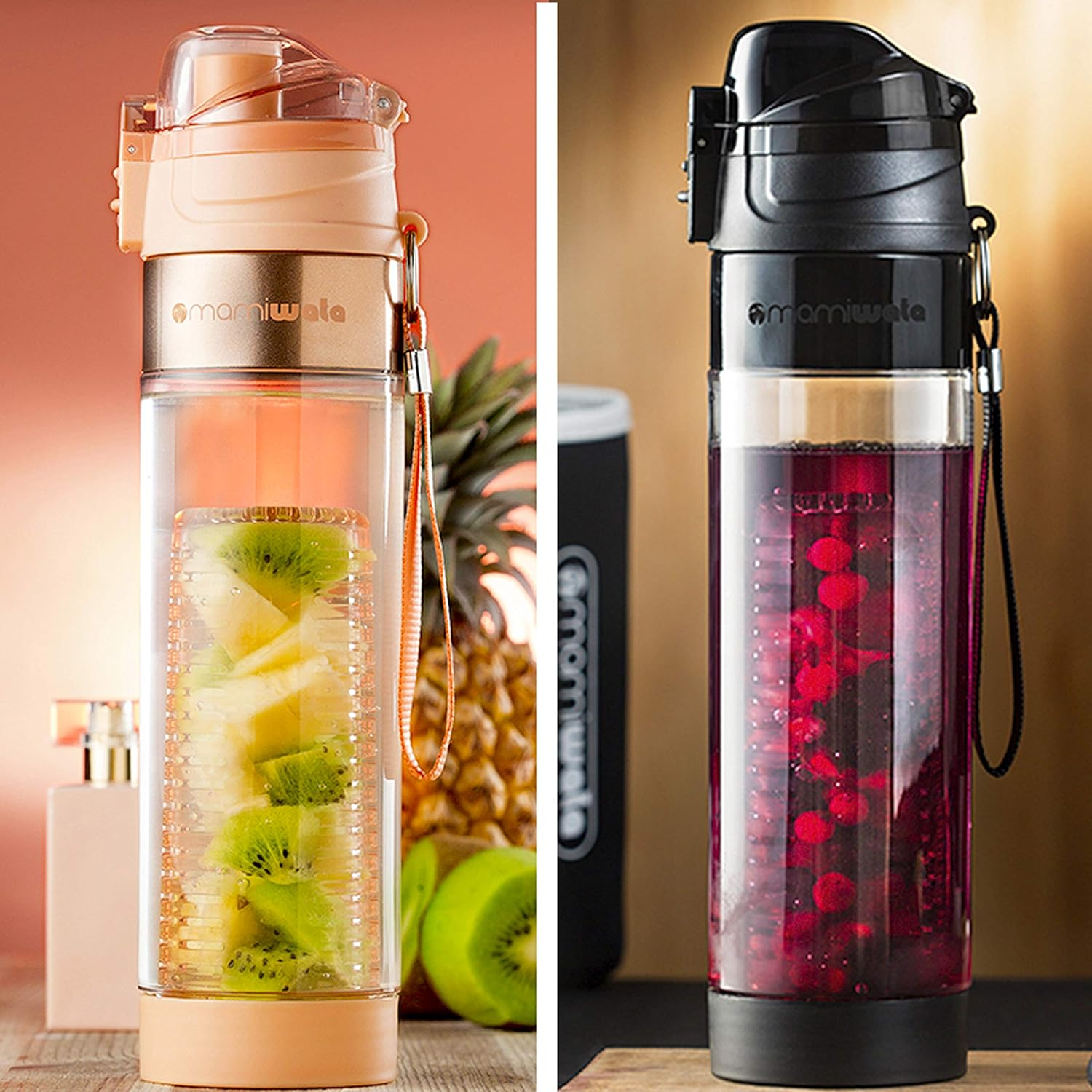 MAMI WATA Fruit Infuser Water Bottle - Beautiful Gift Box - Unique Stylish Design - Free Fruit Infused Water Recipes Ebook and Insulating Sleeve - 24Oz image number 5