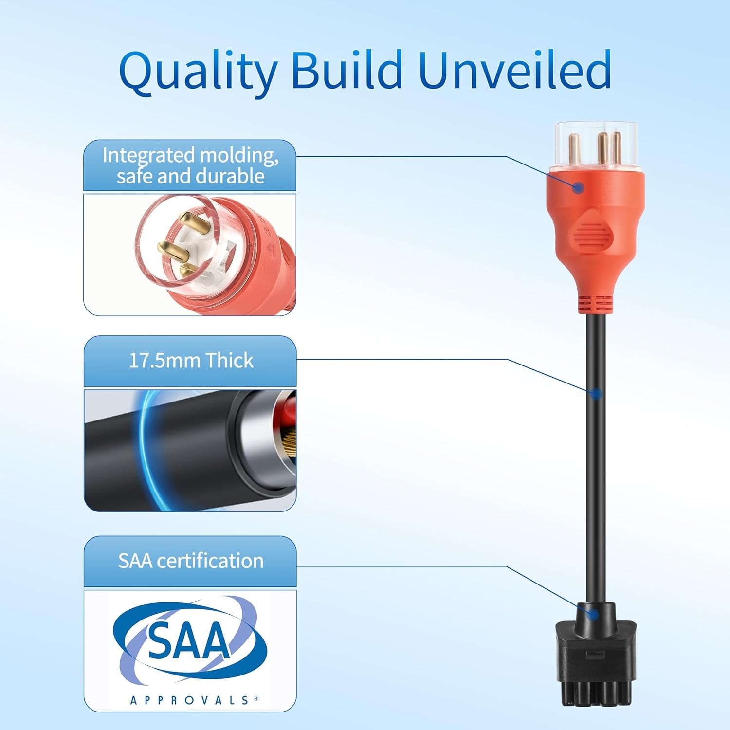 3-Pin to Tesla Adapter, 240V 32A Portable Adapter for Tesla Gen 2, Compatible with Model S, 3, X, Y, Fast Charging for Road Trips, Camping & Hotels (3-Pin) image number 5