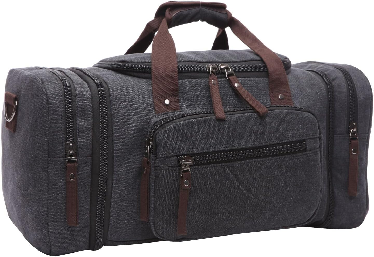 Duffle Bag for Travel, Large Canvas Duffel Bag for Travelling Overnight Weekender Bag Carry on Bag for Men Women Coffee
