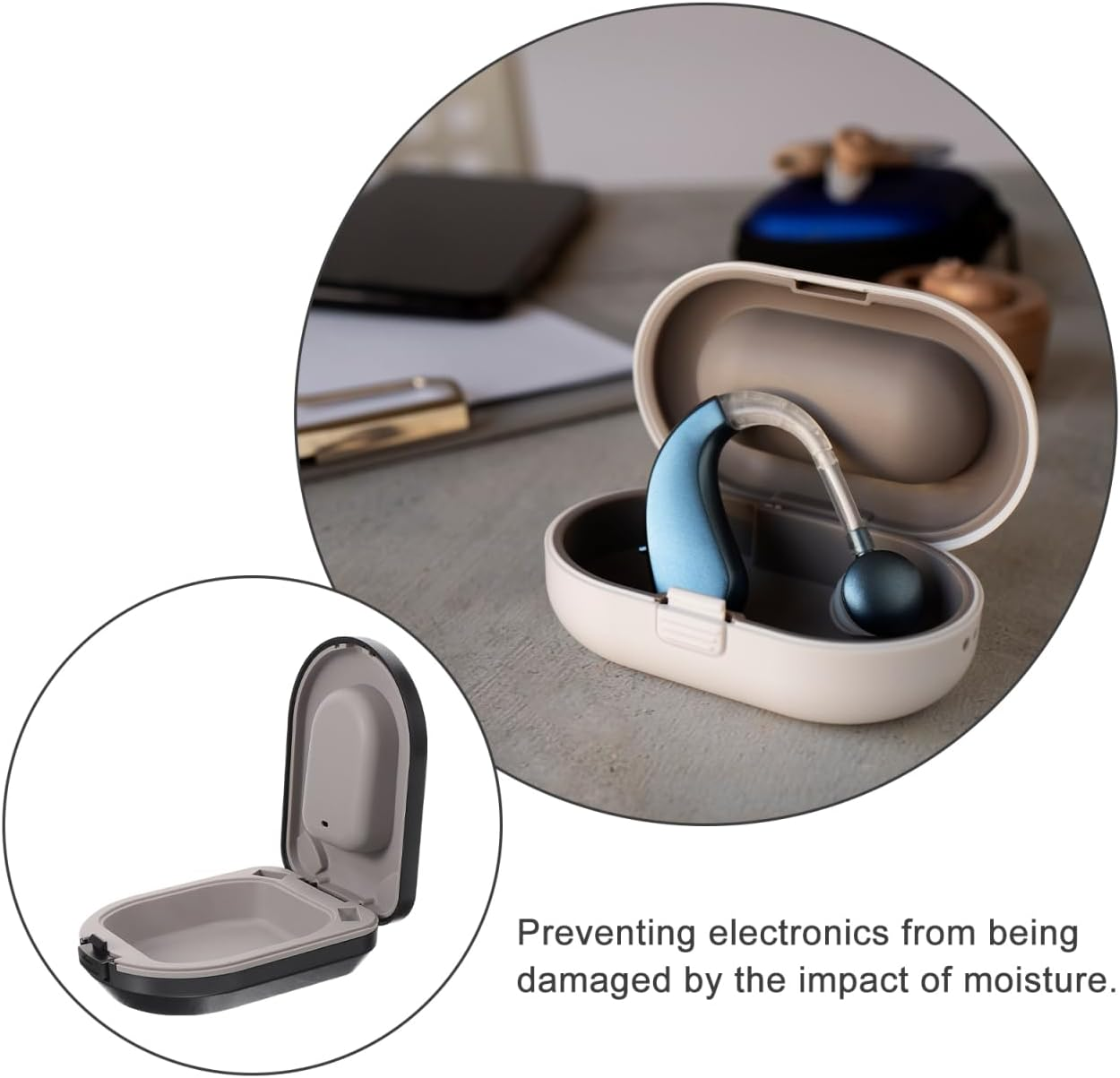 Healvian Portable Hearing Aid Case Small Protective Box for Hearing Devices with Drying and Cleaning Function Compact Travel Storage Organizer image number 3