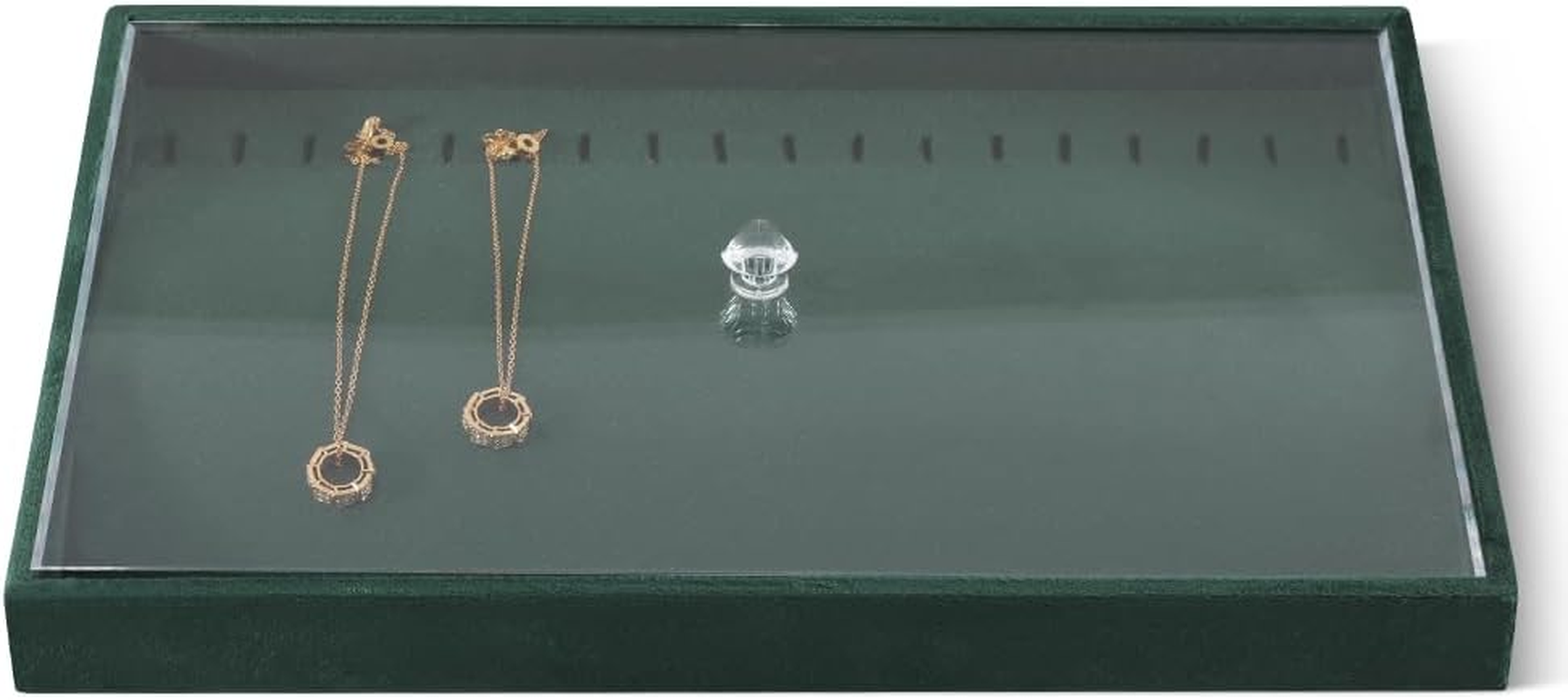 Yinbeini Velvet Necklace Pendant Bracelet Storage Tray, Stackable Jewelry Drawer Organizer Trays Long Chain Storage Organizer, Shop Cabinet Display Holder Plate, Jewellery Tray image number 6