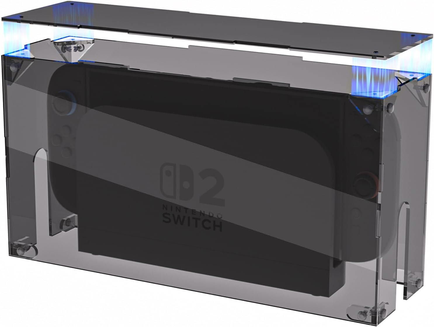 Playvital Clear Acrylic Dustproof Cover for Nintendo Switch 2 | Magnetic Ventilation Top, Tool-Free Installation, Transparent Display Box for Switch 2 Dock Mode - Transparent