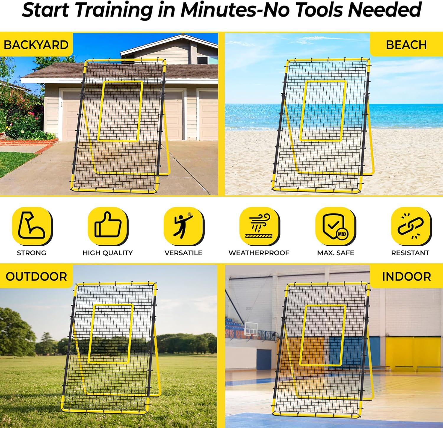 Happy Jump Volleyball Rebounder Net 7X4Ft &ndash; Adjustable Volleyball Training Net for Passing, Setting & Serving &ndash; Indoor & Outdoor Bounce Back Net with Ball and Pump image number 4