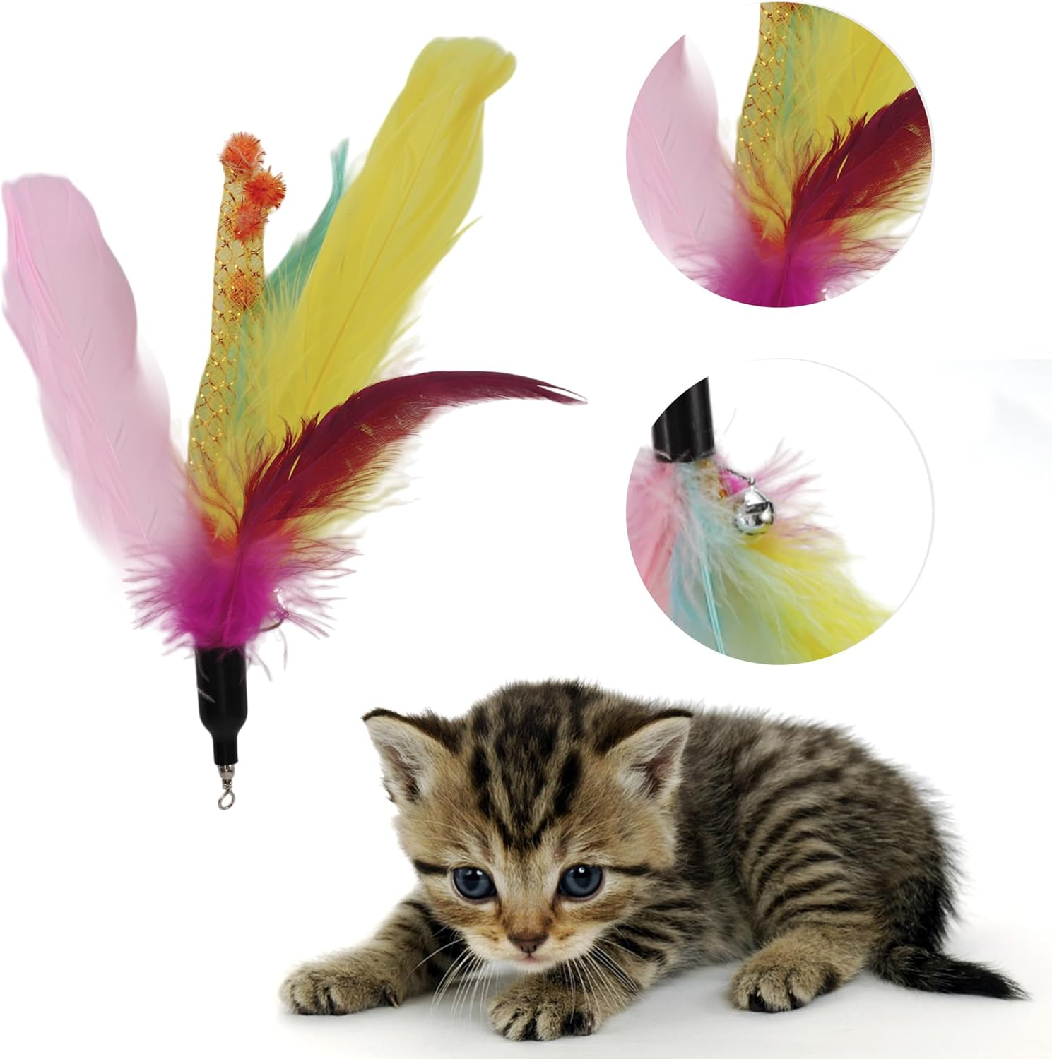 CAPASTEC Pack of 2 Cat Wand Replacement for Pet Interactive, Fluffy Feathers image number 2