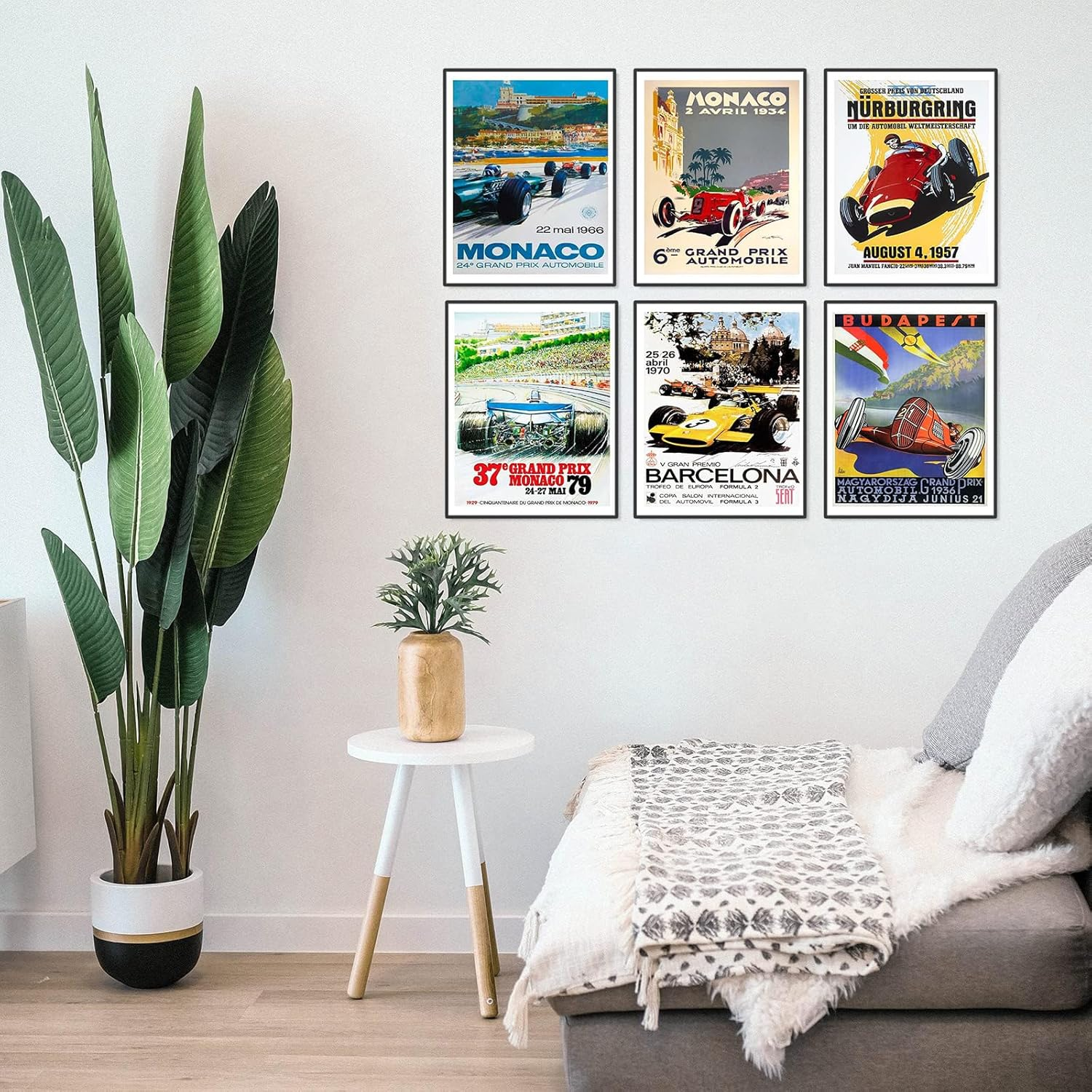 ZIENVE Formula Racing Posters Wall Art Prints, Set of 6 Vintage F1 Car Racing Pictures Canvas Wall Art Room Bedroom Decor, 20 X 25Cm Unframed image number 3