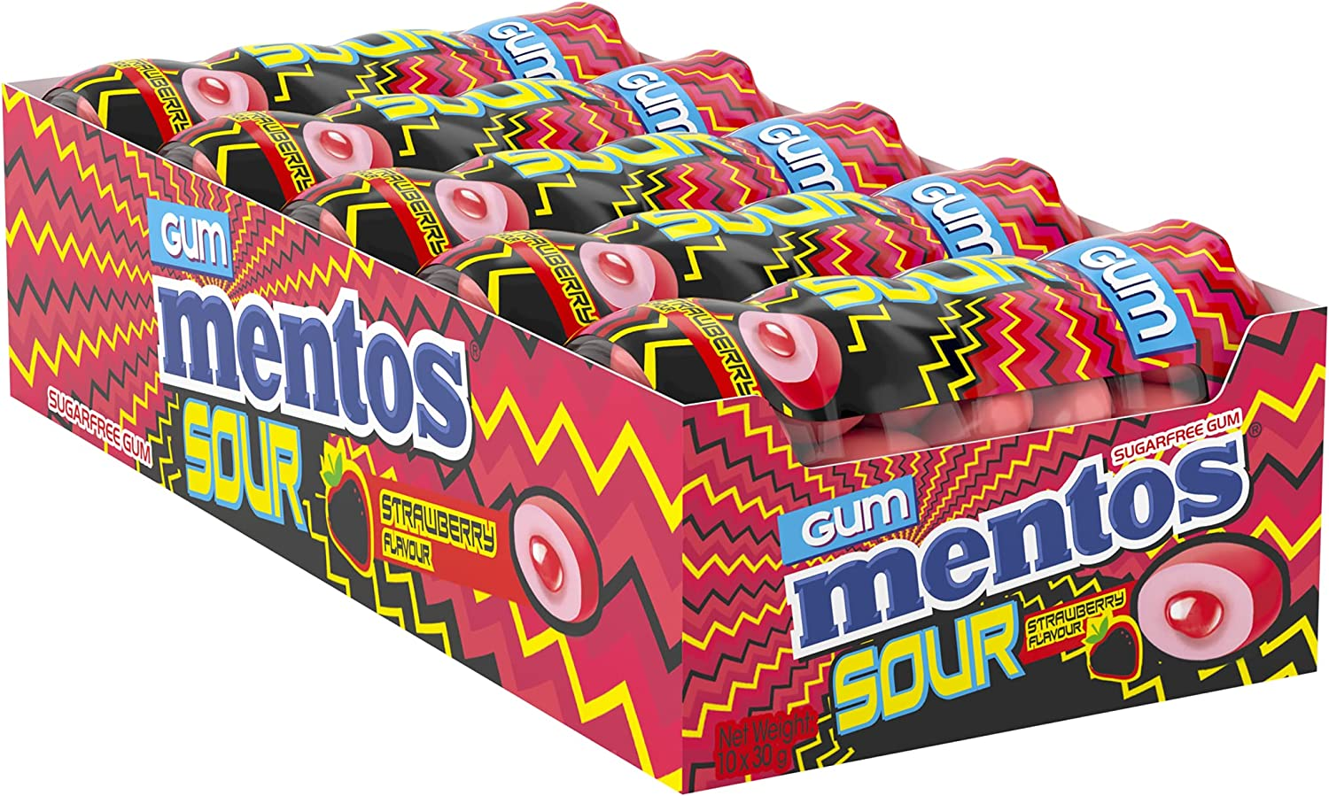 MENTOS Pure Fresh Chewing Gum, Grape, Sugar Free, 10 X 30 G image number 2