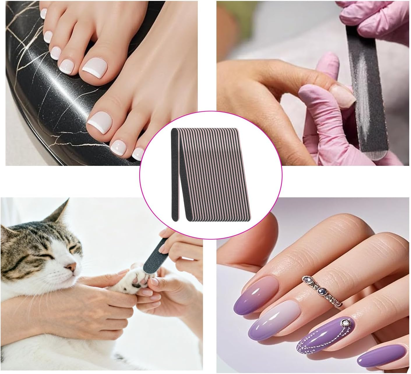 25 Pcs Professionelle Double Sided 100/180 Grit Nail Files,Black Emery Board,Polishing Board for Grinding Edge Burrs and Adjusting Shapes after Trimming,Salon & Home Use,Manicure & Pedicure Tools image number 5