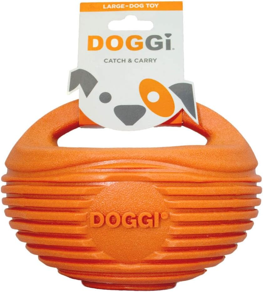 DOGGI Rugby Ball Tough Dog Toy, Large - TPR Material for Tough Chewers, Interactive Toy for Fetch Games, Aids Dental Health, Strengthens Teeth, 100% Recyclable