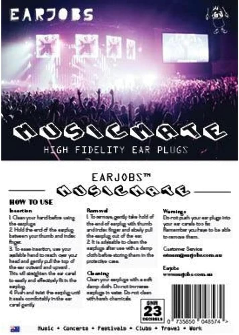 Earjobs&trade; MUSICMATE&reg; Child Size High Fidelity Music Ear Plugs Aus Best Noise Reduction for Musicians, Concerts, Festivals & Drummers (Earplugs and Case) image number 1
