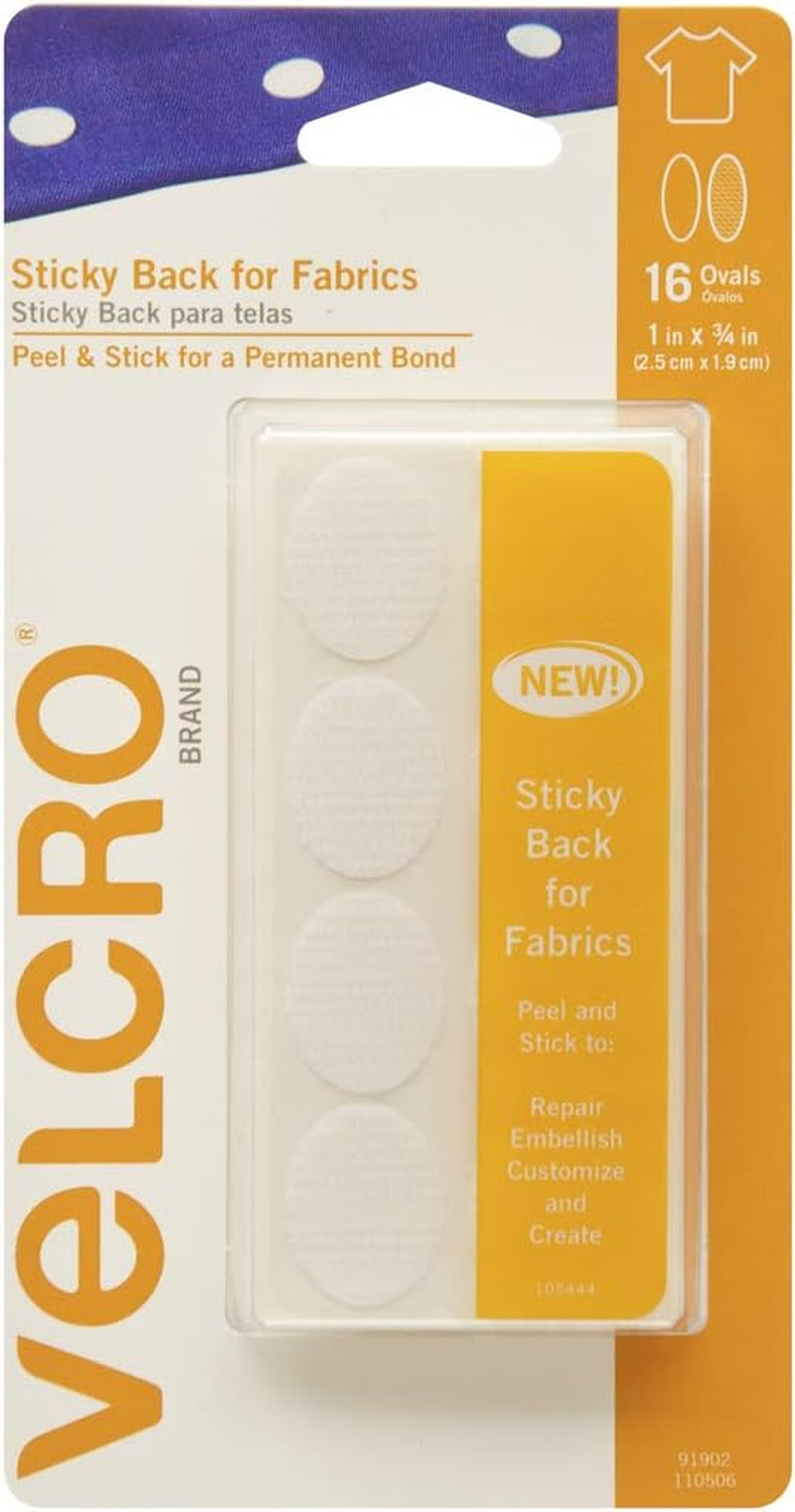VELCRO Brand - Sticky Back for Fabrics | No Sewing Needed | Peel and Stick for a Permanent Bond | 1.9Cm X 60.9Cm Tape | White