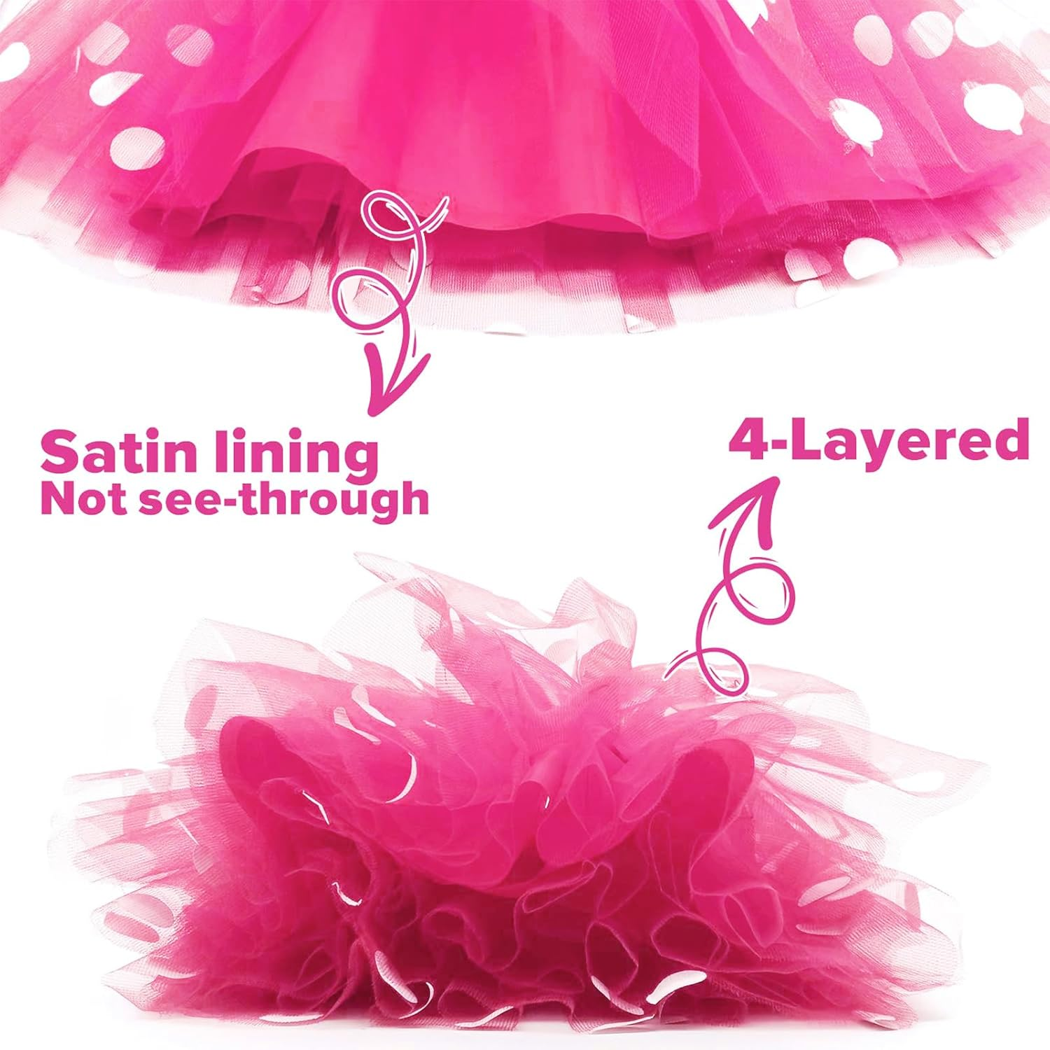 Minnie Mouse Costume Kit Women Girls, Pink Minne Polka Dots Tutu Dress Mouse Ear Headband Christmas Halloween Fancy Dress for Adult Kids