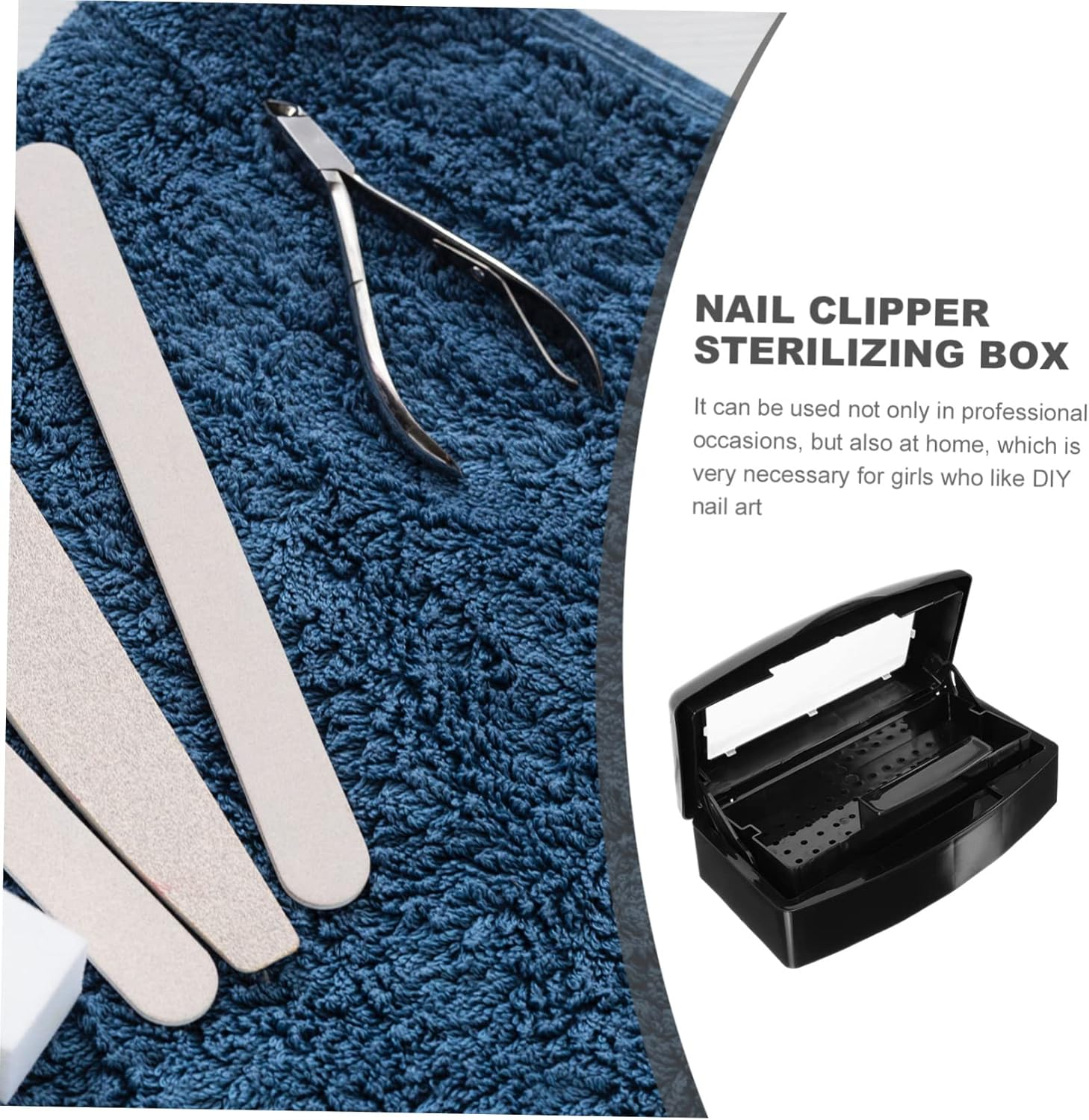 NULYLU Nail Care Tool Tray Box Sterilizer Tray for Tweezers Hair Cutters Manicure Kit image number 3