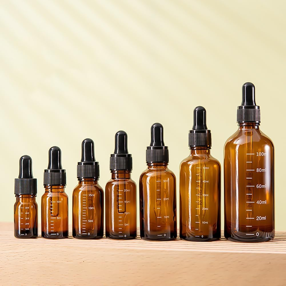 Jarlathy 2 Pcs 100Ml Amber Glass Dropper Bottles, Essential Oil Vials with Measured Eye Dropper, Perfect for Travel, Storing Essential Oils, Perfume Oils and Other Liquids image number 2