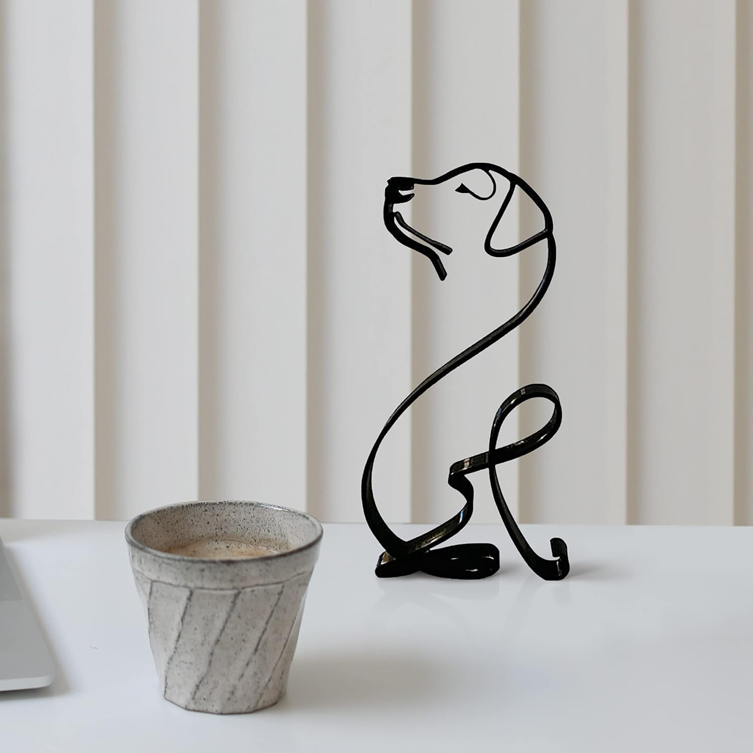 Metal Dog Minimalist Art Wall Sculpture, Abstract Metal Wire Geometric Dog Line Drawing Art Statue image number 2