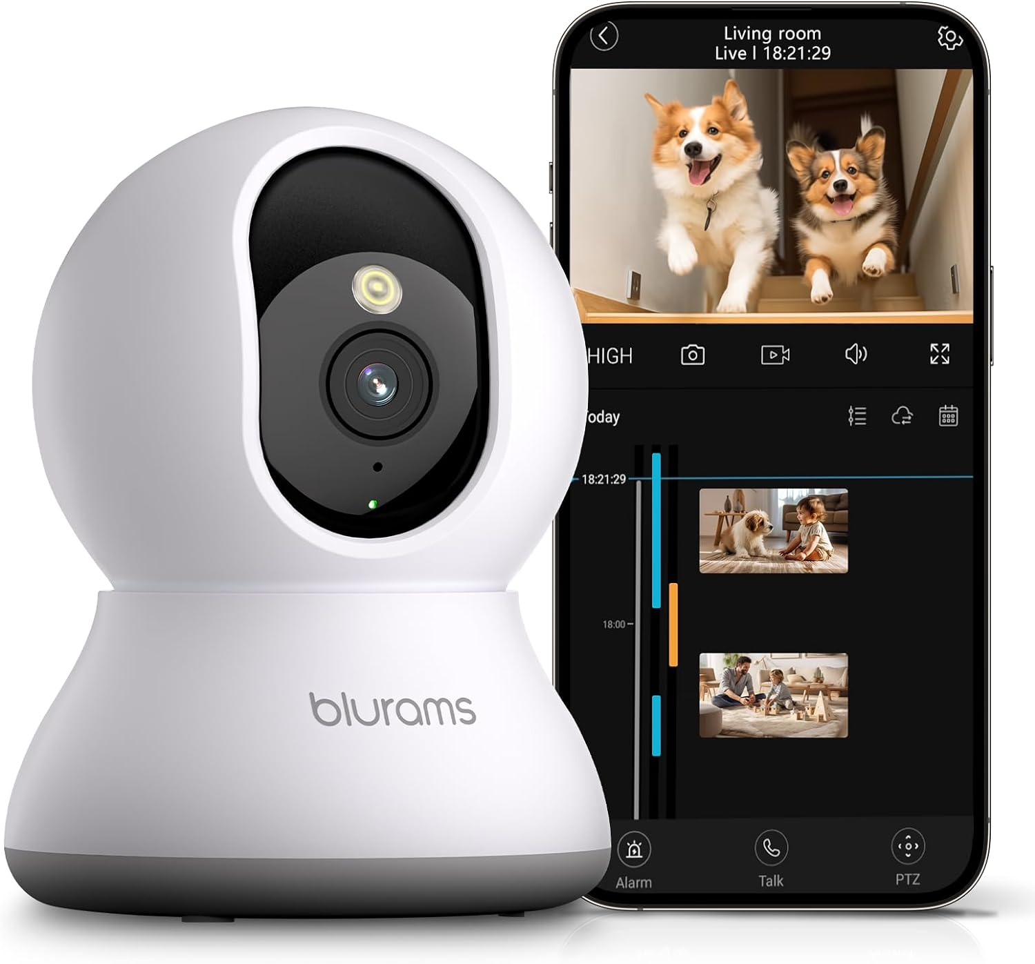 Blurams Pet Camera 2K, 360&deg; Indoor Security Camera, Dog Camera with Phone App, PTZ Cameras for Home Security Indoor, 2-Way Talk, Motion Tracking, Color/Ir Night Vision, Cloud&Sd(2.4Ghz Only) image number 4