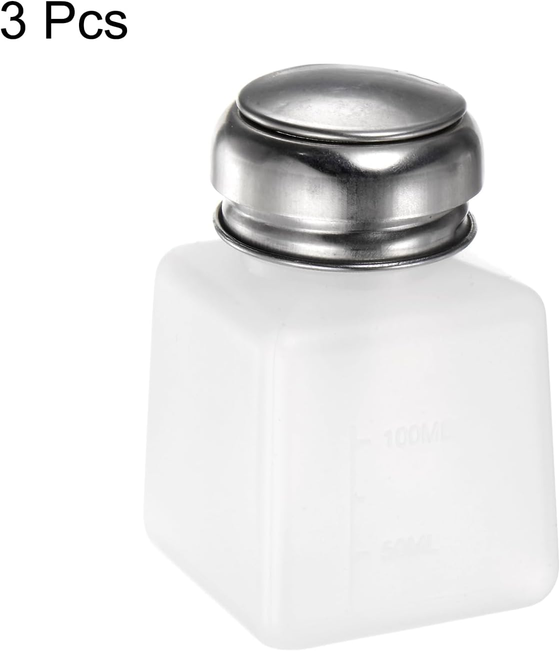 Uxcell 3Pcs Solvent Alcohol Dispensers 100Ml(3.4Oz) Push down Liquid Dispenser Pump with Sealing Stainless Steel Lid for Acetone Solution, White image number 4