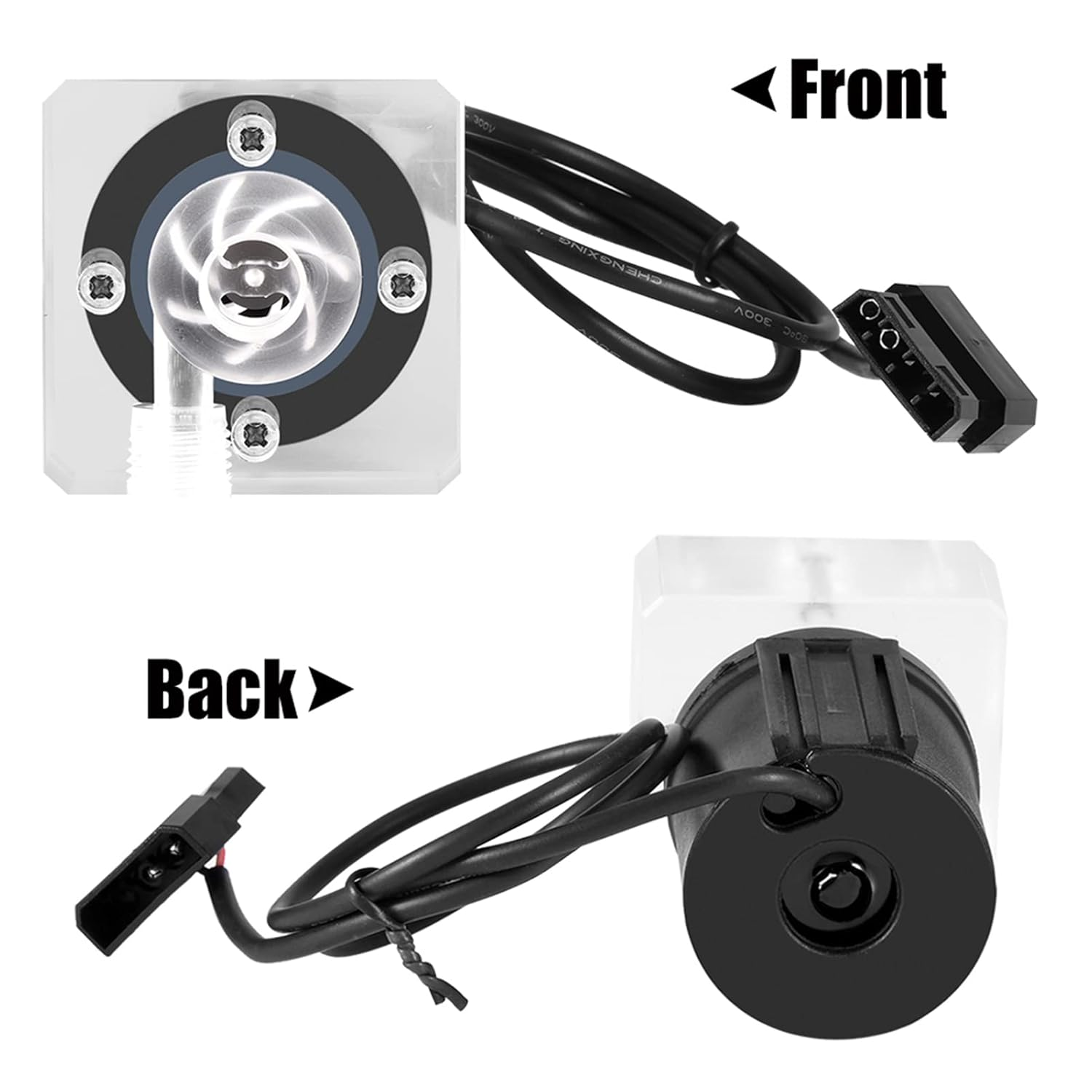 Silent CPU Water Pump 9W 600L/H - G1/4 Thread 4-Pin Connector for PC Cooling Systems