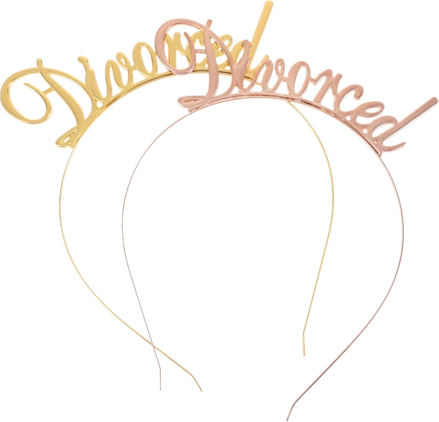 Hemobllo Pack of 2 Divorced Party Decorative Headdress Hair Bands for Divorced Party Decoration Women (Gold + Rose Gold) image number 5
