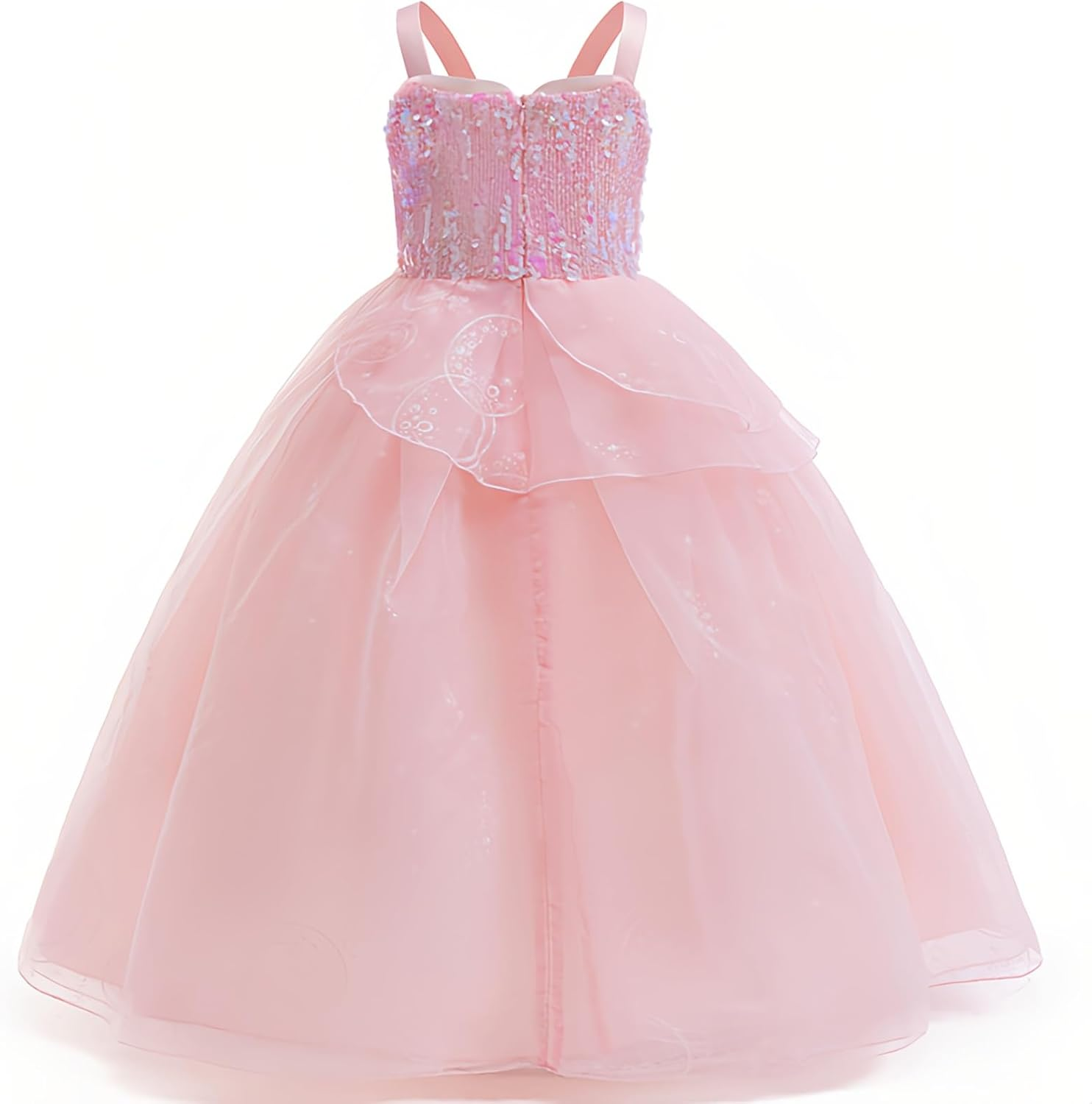 Xefenki Glinda Costume Dress for Girls Good Witch Halloween Cosplay Outfits with Crown Magic Wand and Gloves image number 1