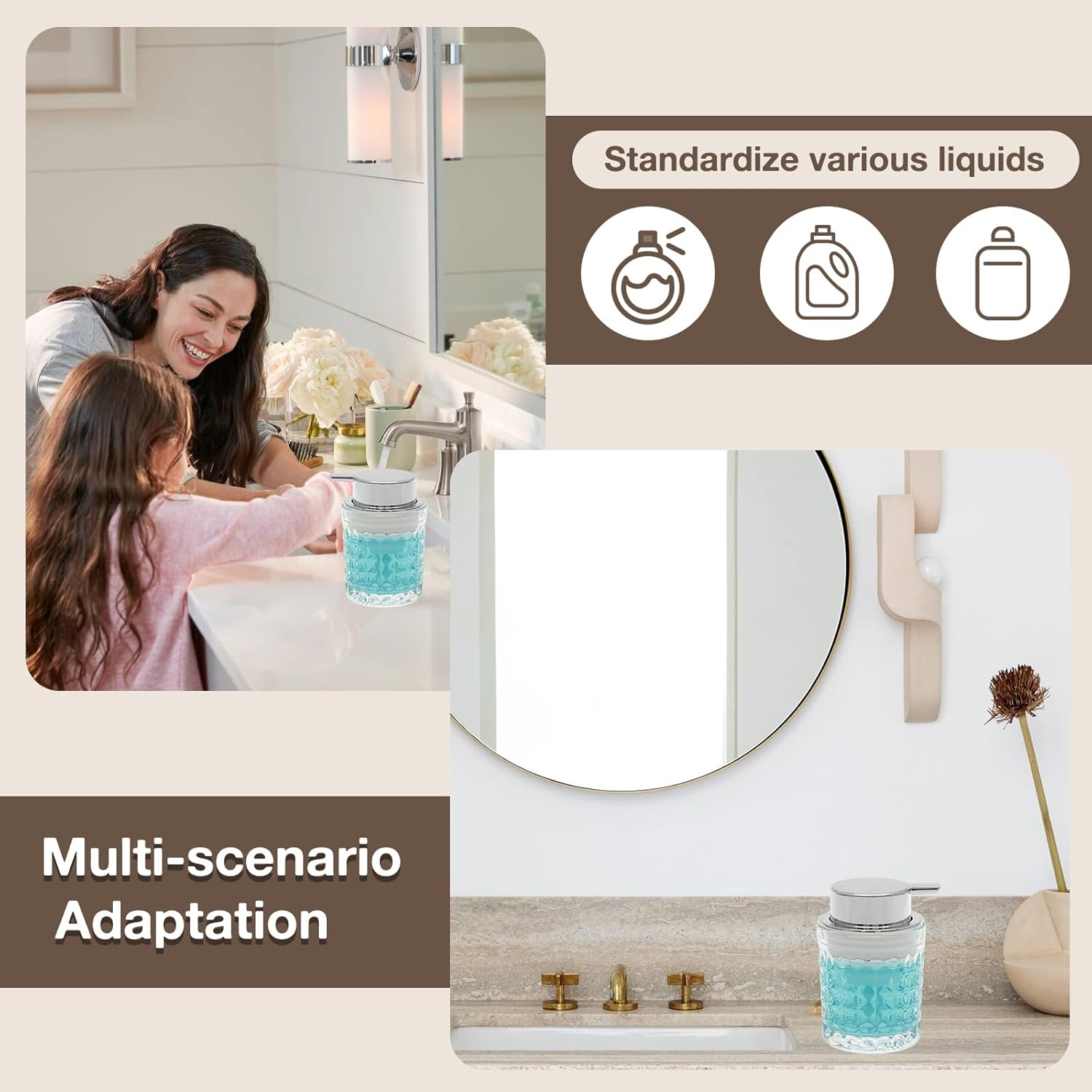 DJAPWPX Foaming Soap Dispenser with Metal Pump 200Ml Refillable Foaming Hand Soap Dispenser with Wide Opening for Kitchen Bathroom Washroom (1) image number 2