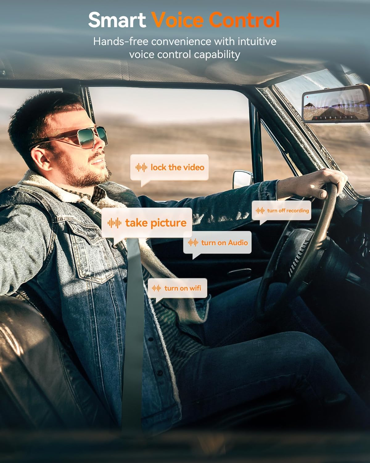 WOLFBOX G900 PRO, 12-Inch Mirror Dash Cam with STARVIS 2 IMX678, Front 4K and Rear 2.5K Recording. Includes a 128GB Card, Voice Control, 5.8Ghz Wifi, Loop Recording, G-Sensor & GPS image number 1