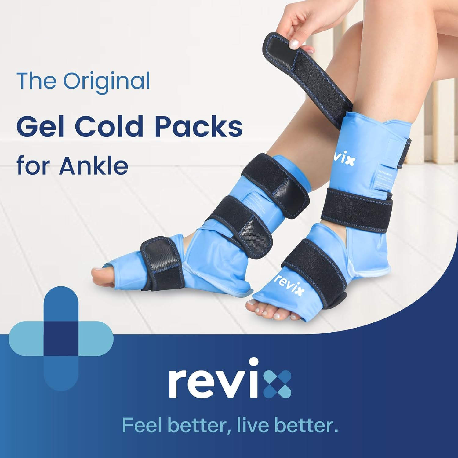 REVIX Foot Ankle Ice Pack Wraps for Discomfort, Reusable Gel Ice Wrap with Cold Compression Therapy, Plantar Fasciitis, Post-Workout Feet Recovery, Soft Plush Lining, 2 Packs image number 5