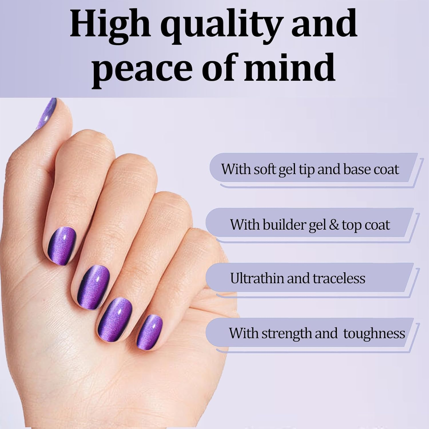 Press on Nails Art Kit, 210Pcs Cat Eye Press on False Nails for Women 7 Colors Short Square Reusable Nail Tip Stick in 15 Sizes Long Lasting Salon Fake Nails Stick on Artificial Acrylic False Nail Tips &mdash; Chameleon Series image number 6