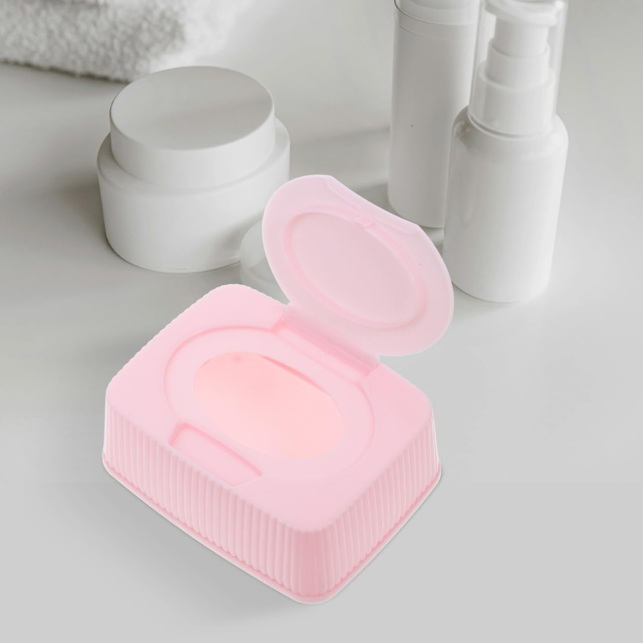 Wipes Container with Flip Lid Dustproof Wet Tissue Storage Case Portable Refillable Wipes Holder for Nursery Bathroom and Travel image number 1