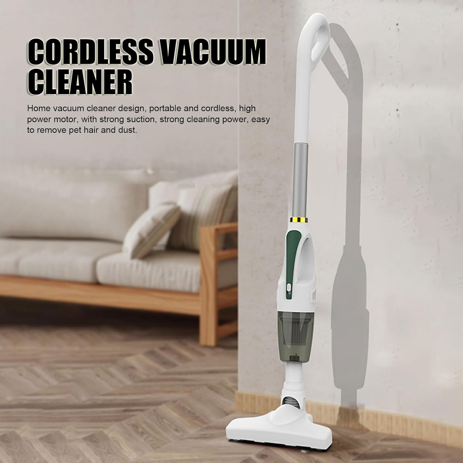 Cordless Vacuum Cleaner, High Power Stick Handheld Vacuum with Strong Suction, Rechargeable & Portable, Large Dust Bin, Multi Brush Configuration, for Home Car Pet Hair