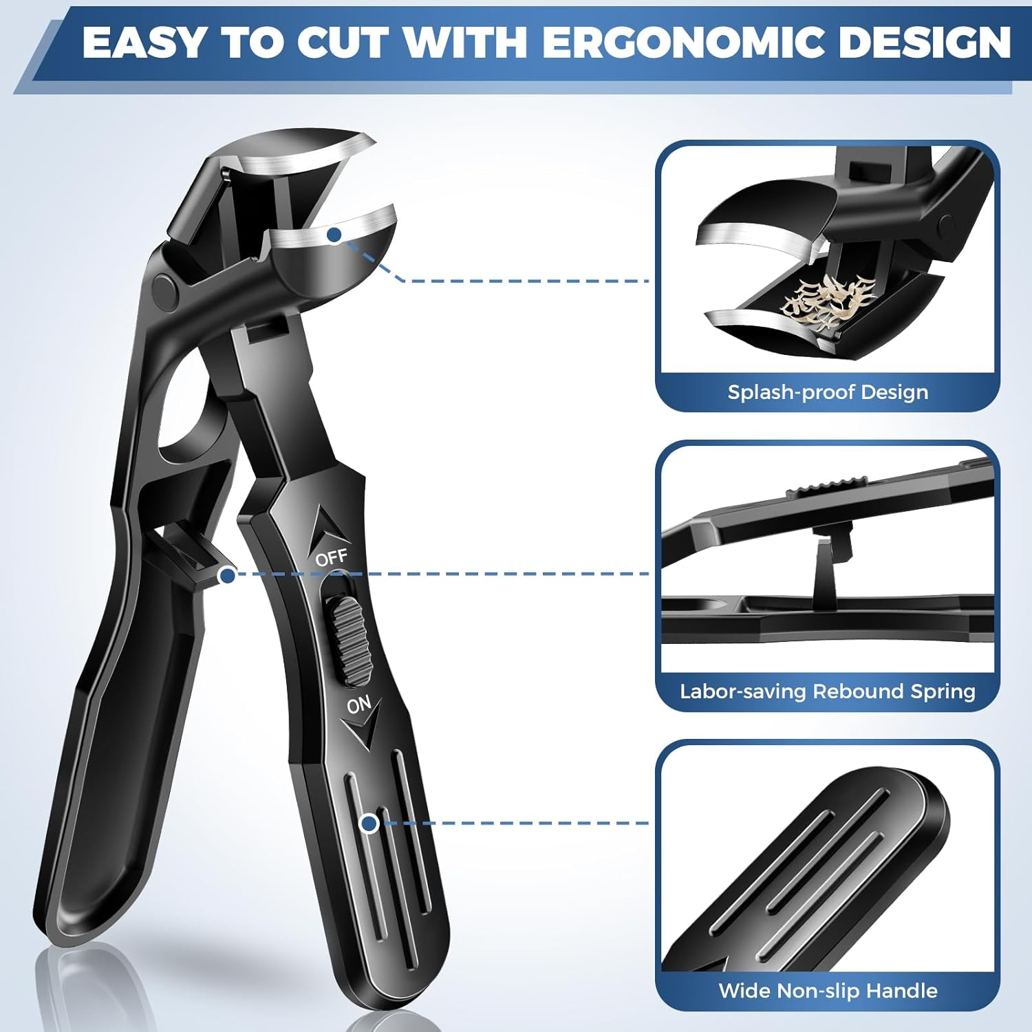Toenail Clippers for Seniors Thick Toenails, Upgrade Angled Nail Clipper for Seniors, Toe Nail Clippers for Men with Wide Jaw Opening, Sharp Heavy Duty Fingernail Clipper Cutter with Catcher image number 2