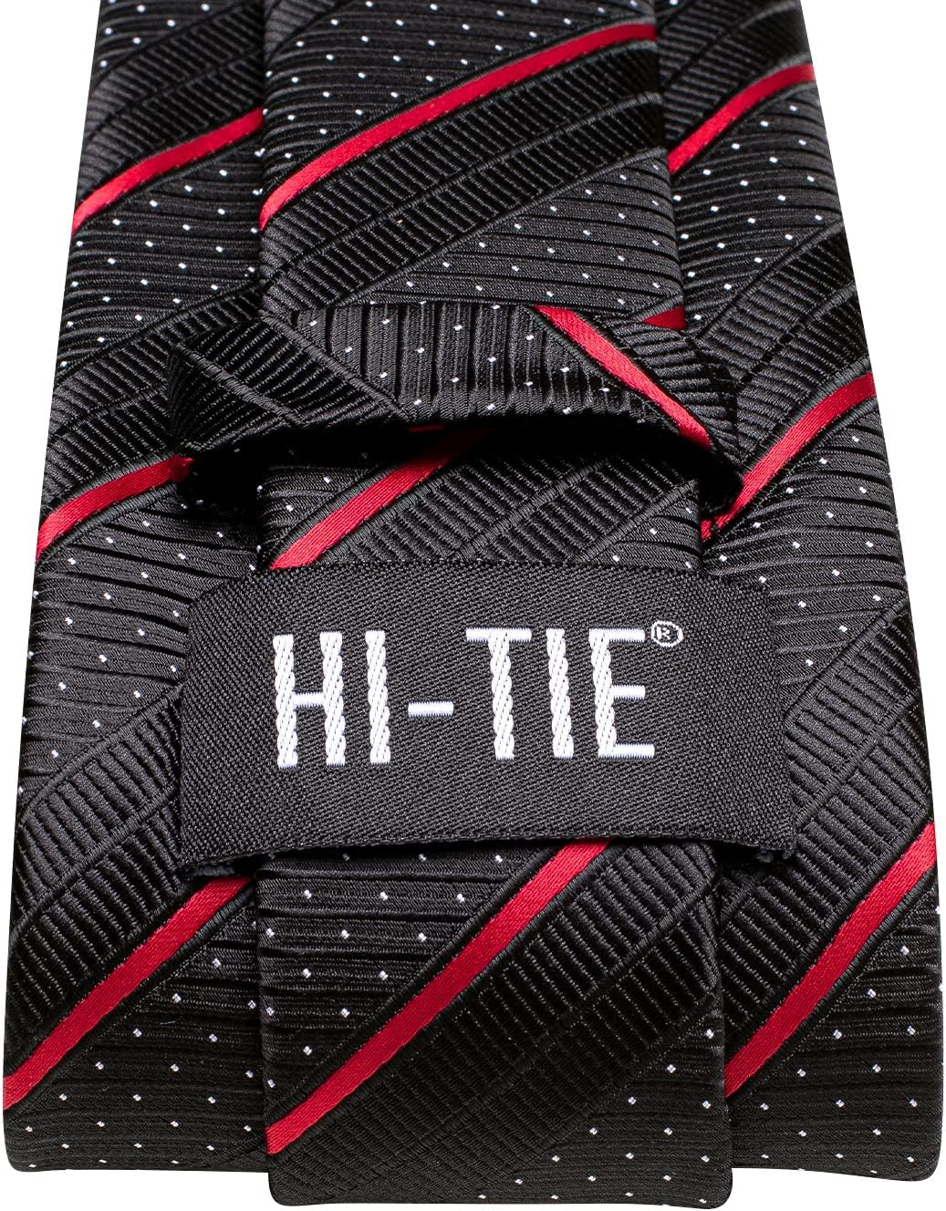 Hi-Tie Silk Ties for Men Solid Paisley Striped Necktie Pocket Square Cufflinks Clip Pin Tie Set - Burgundy Blue image number 2