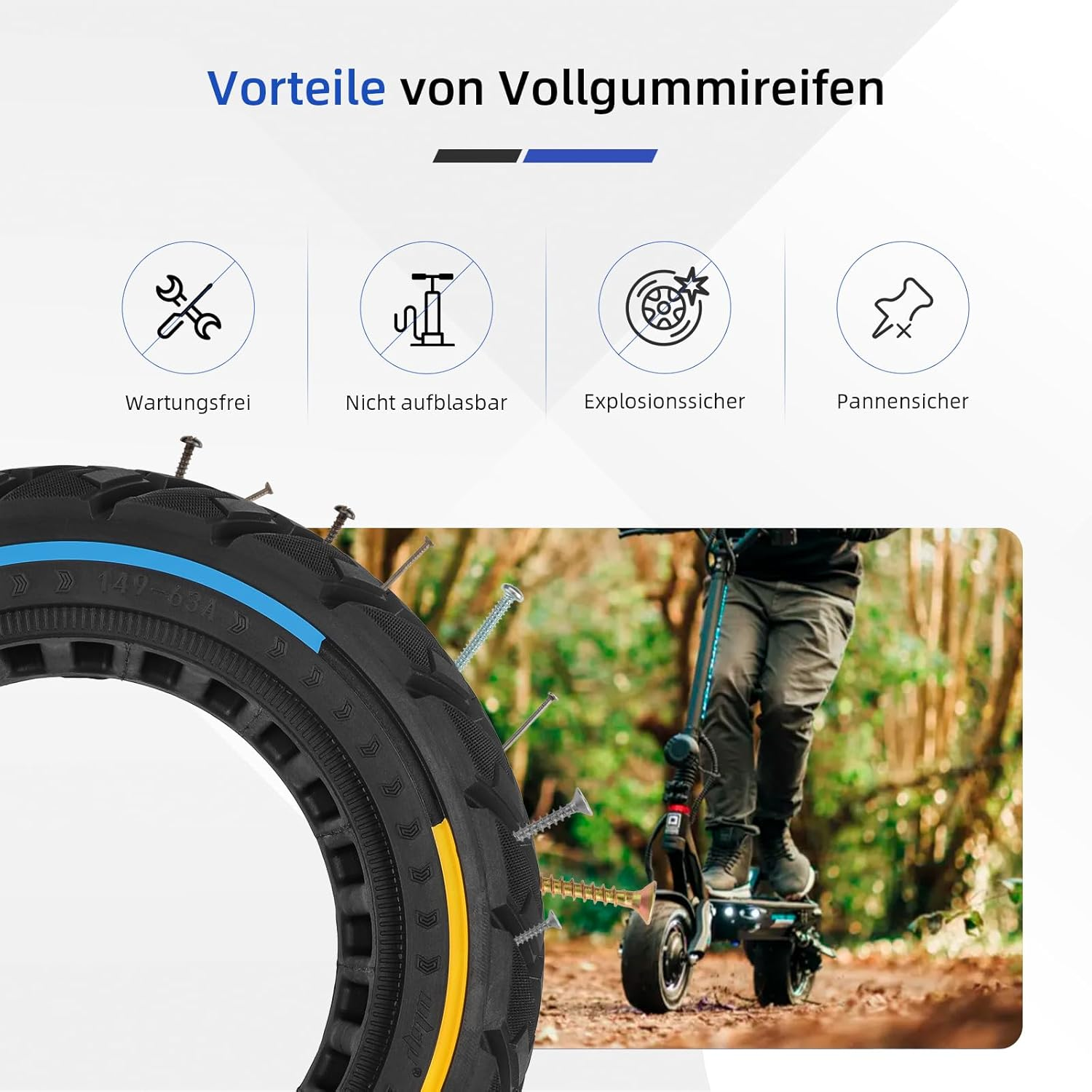 Ulip 90/65-6.5 Electric Scooter Full Tyres for Dualtron Thunder Speedual plus Zero 11X Kaabo Wolf Warrior Electric Scooter for Wheels with a Width of 64 Mm and a Diameter of 6.5 Inches 2 Pieces image number 3