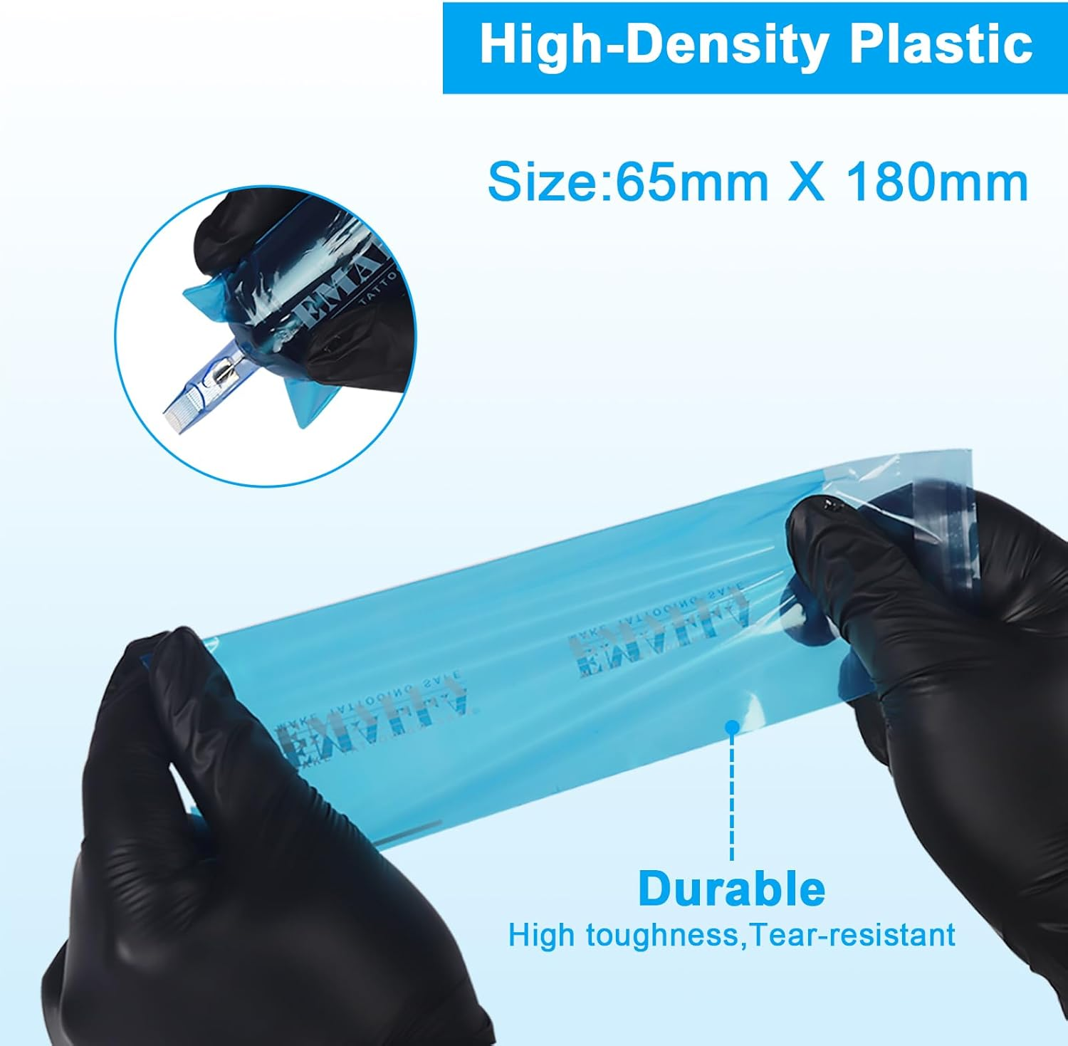 Emalla Large Tattoo Machine Covers, 200Pcs Sealable Tattoo Pen Sleeves Pink Machine Bags 2.5" X 7.1" Pen Covers Upgrader Material Disposable Pen Bags for Tattoo Supplies image number 3