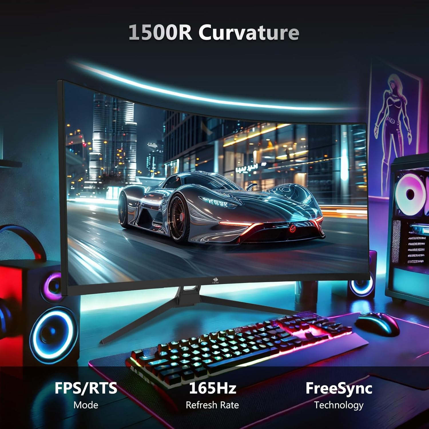 Z-Edge 34 Inch Ultrawide Curved 3440X1440 UWQHD Gaming Monitor 165Hz(Dp&times;2) 100Hz(Hdmi&times;2) 1Ms MPRT, 21:9 Curved Screen, 1500R VA Panel, AMD Freesync, 178 Viewing Angles (DP Cable Included) image number 5